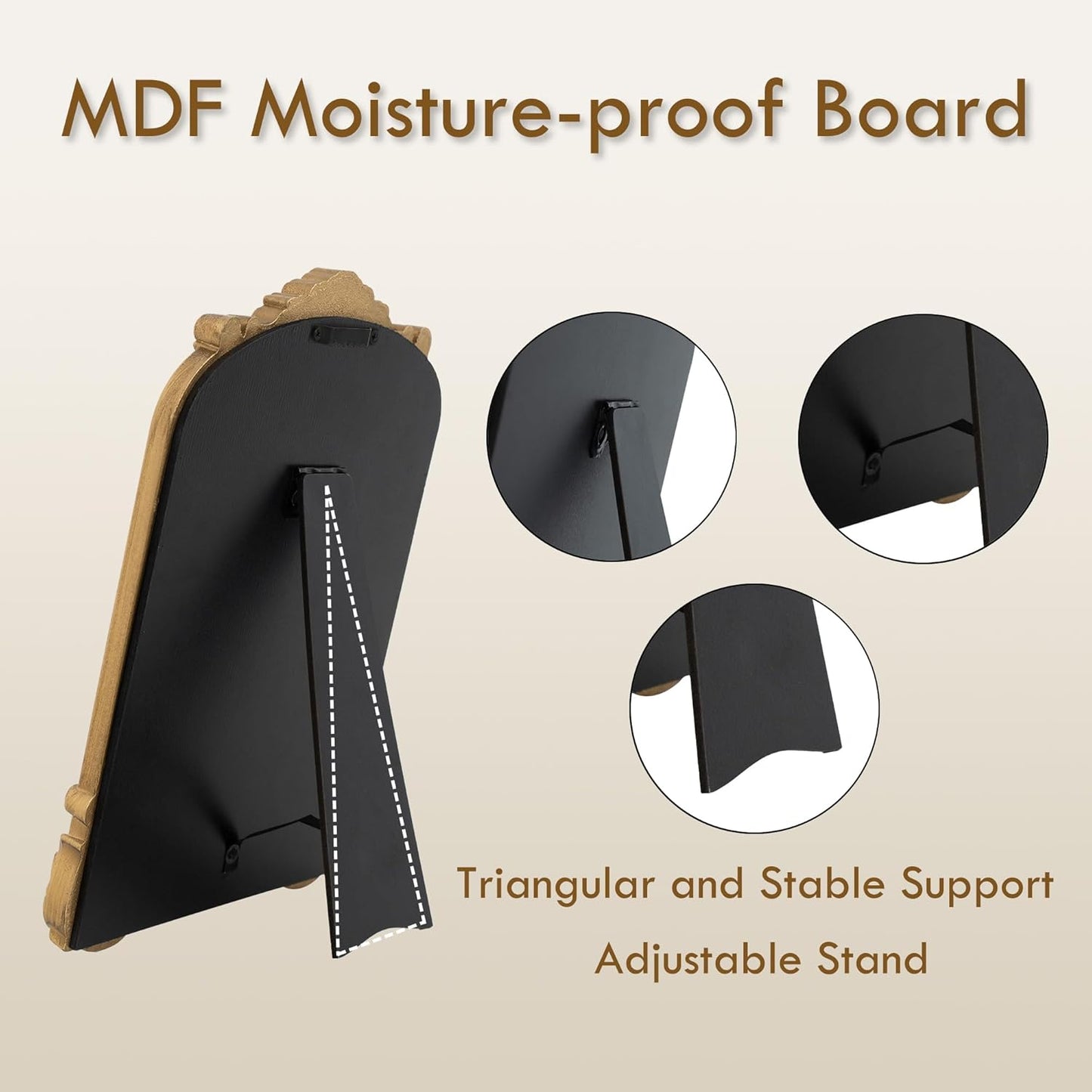 Vintage Vanity Mirror Small Gold Makeup Desk Mirror with Stand Antique Traditional Arched Table Mirror 8.5x12 for Countertop Tabletop Living Room Bedroom Bathroom