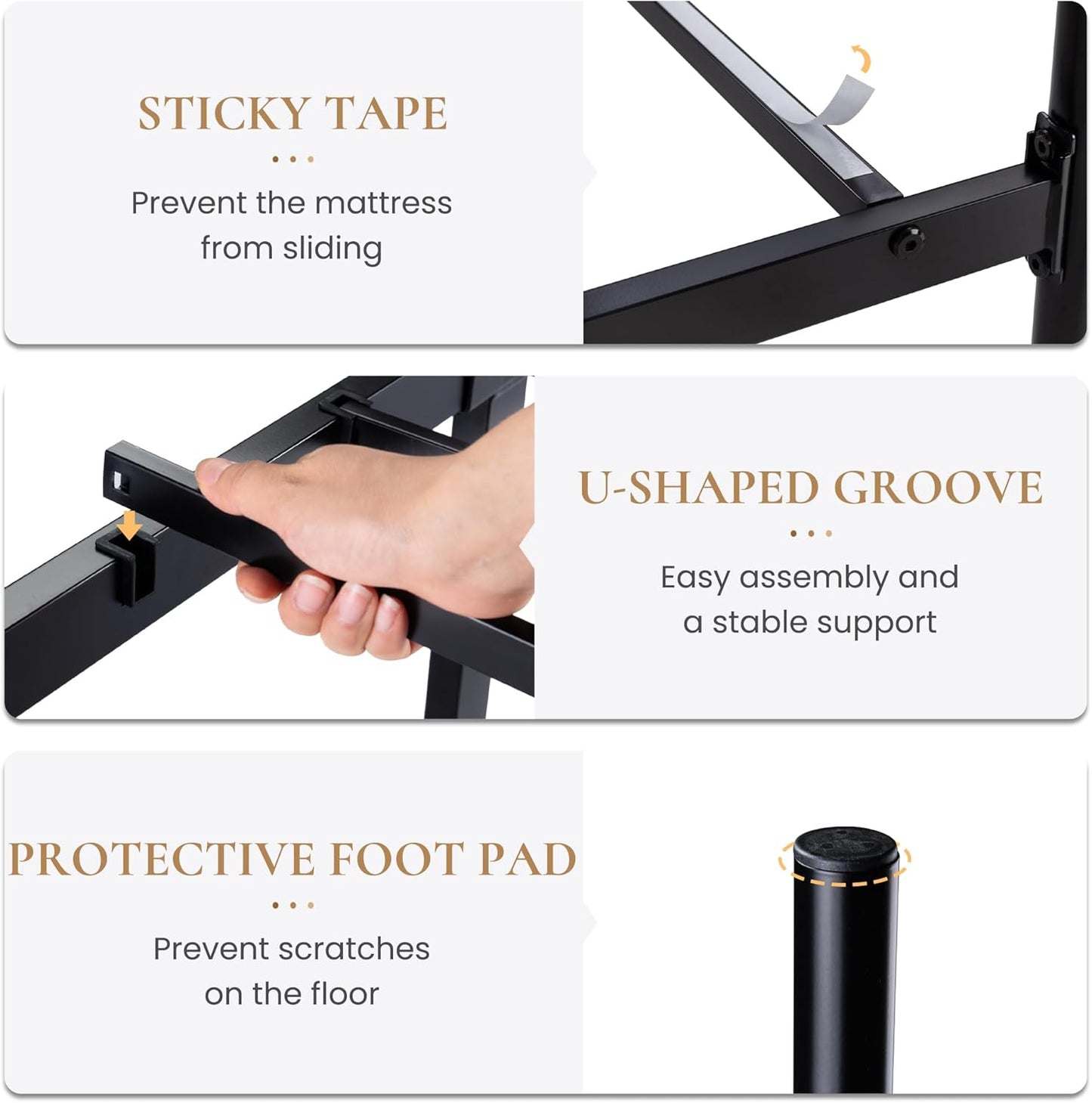 SHA CERLIN 14 Inches Twin Size Metal Platform Bed Frame/Vintage Iron-Art Headboard and Footboard/Mattress Foundation for Storage/No Box Spring Needed/Noise-Free/Easy Assembly/Black