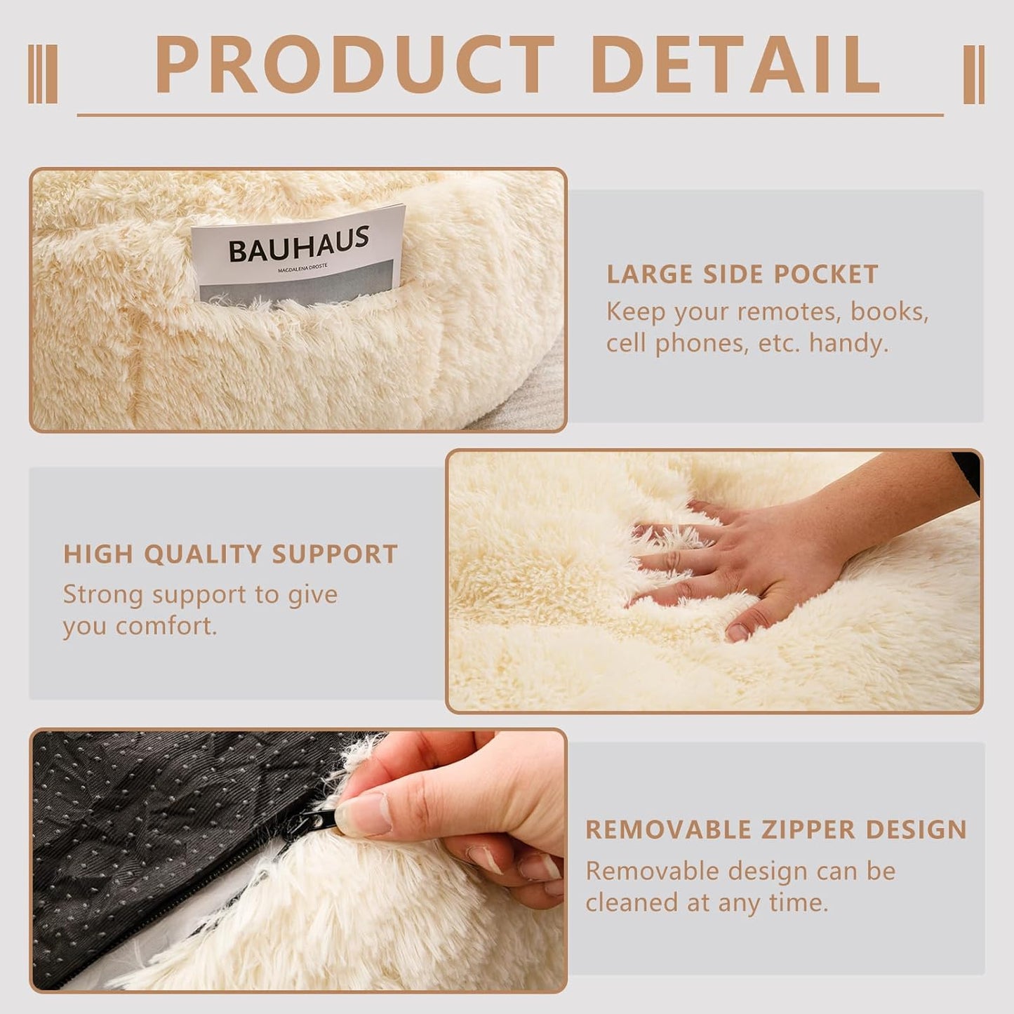 BYBYME Giant Bean Bag Chair, Faux Fur Bean Bag Couch with Filler Large Living Room Bean Bag Chairs for Adults, Big Lazy Sofa Accent Chair with Pocket Floor Chair