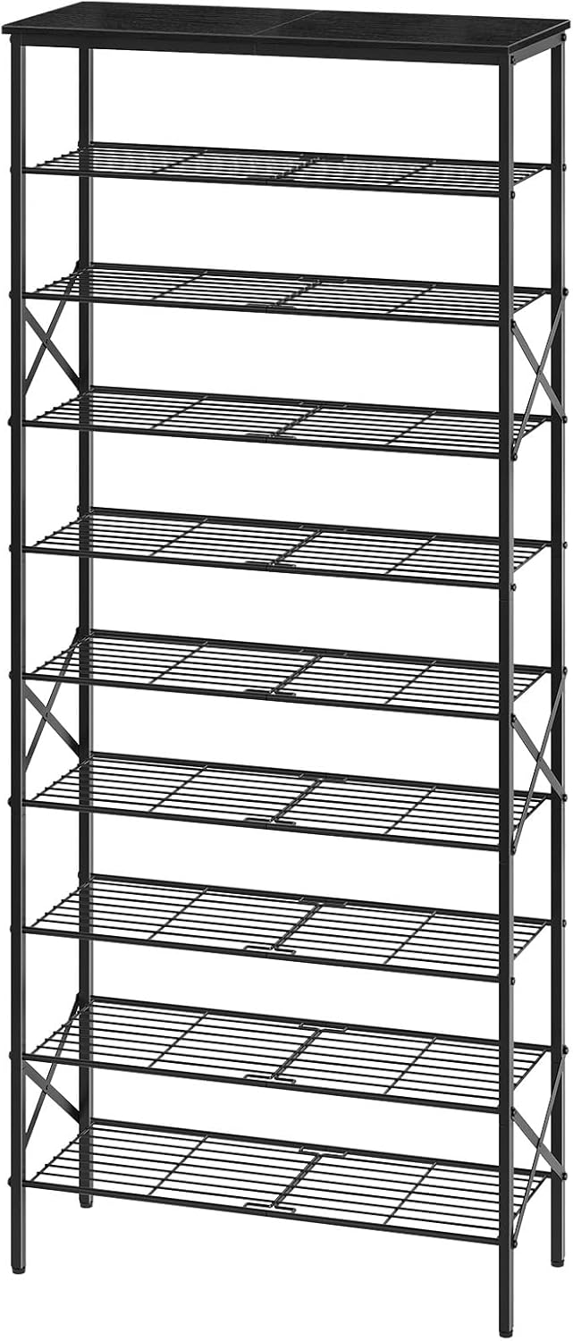 10 Tier Shoe Rack, Large Capacity Shoe Storage Organizer Holds 40 Pairs, Sturdy and Stable, for Entryway, Hallway, Closet, Dorm Room, Black SS10BB