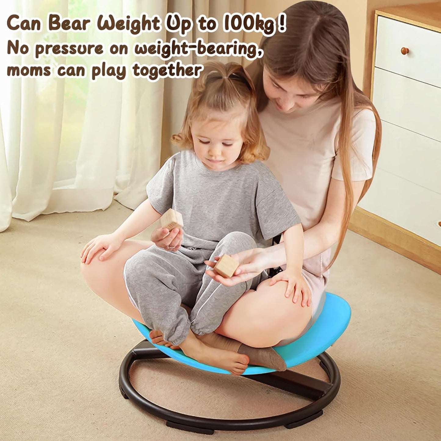 Kids Sensory Spinning Chair for Autism Ages 3+, Sit and Spin Swivel Chair for Kids with ADHD, Sensory Chairs for Autistic Children, Sensory Toys for Motion Sickness Relief, Balance Training (Blue)