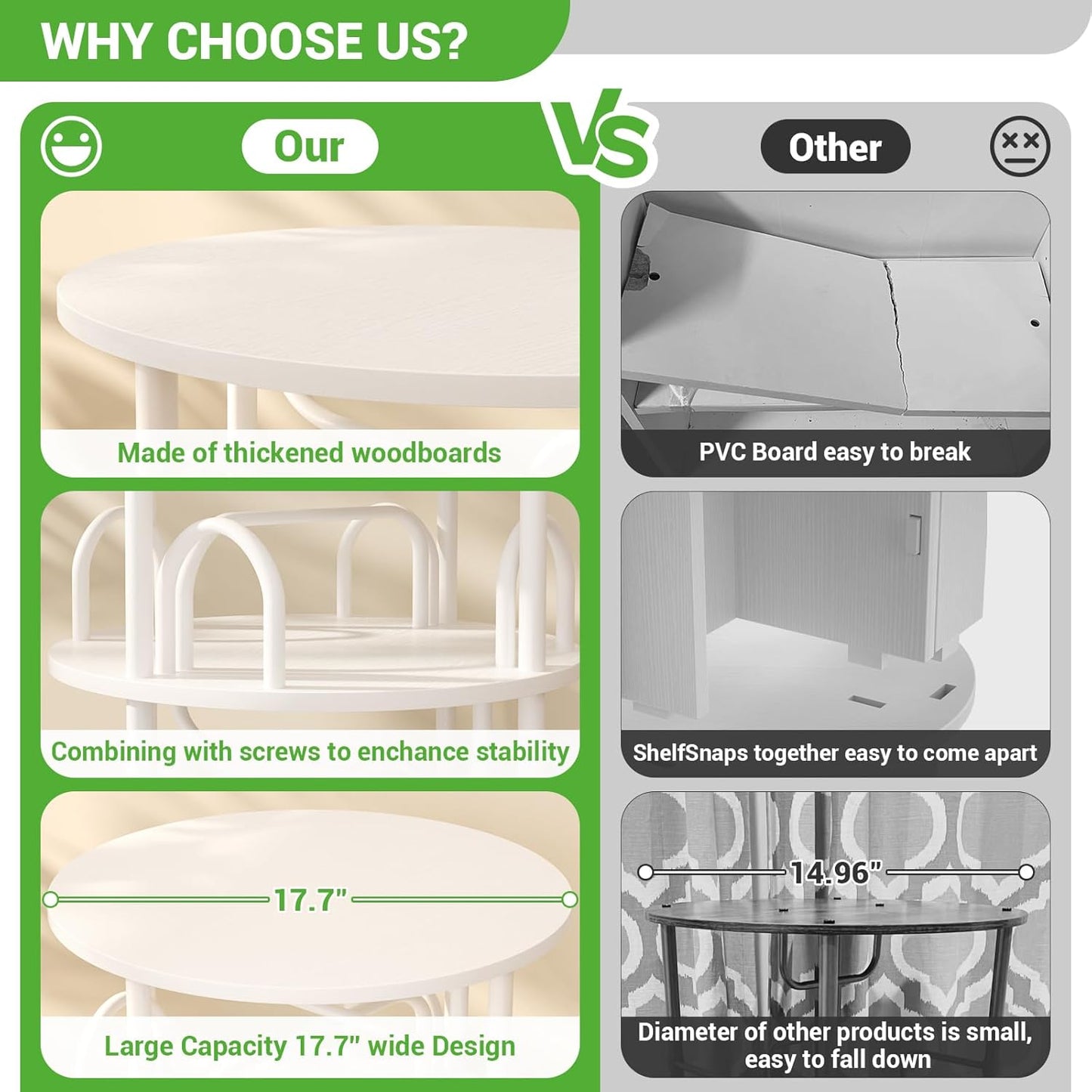 Aheaplus 5 Tier Rotating Bookshelf Tower, 360 Display Spinning Bookcase, Revolving Round Book Shelf Narrow Swivel Bookshelf, Vertical Turning Spiral Corner Book Organizer for Small Space, White