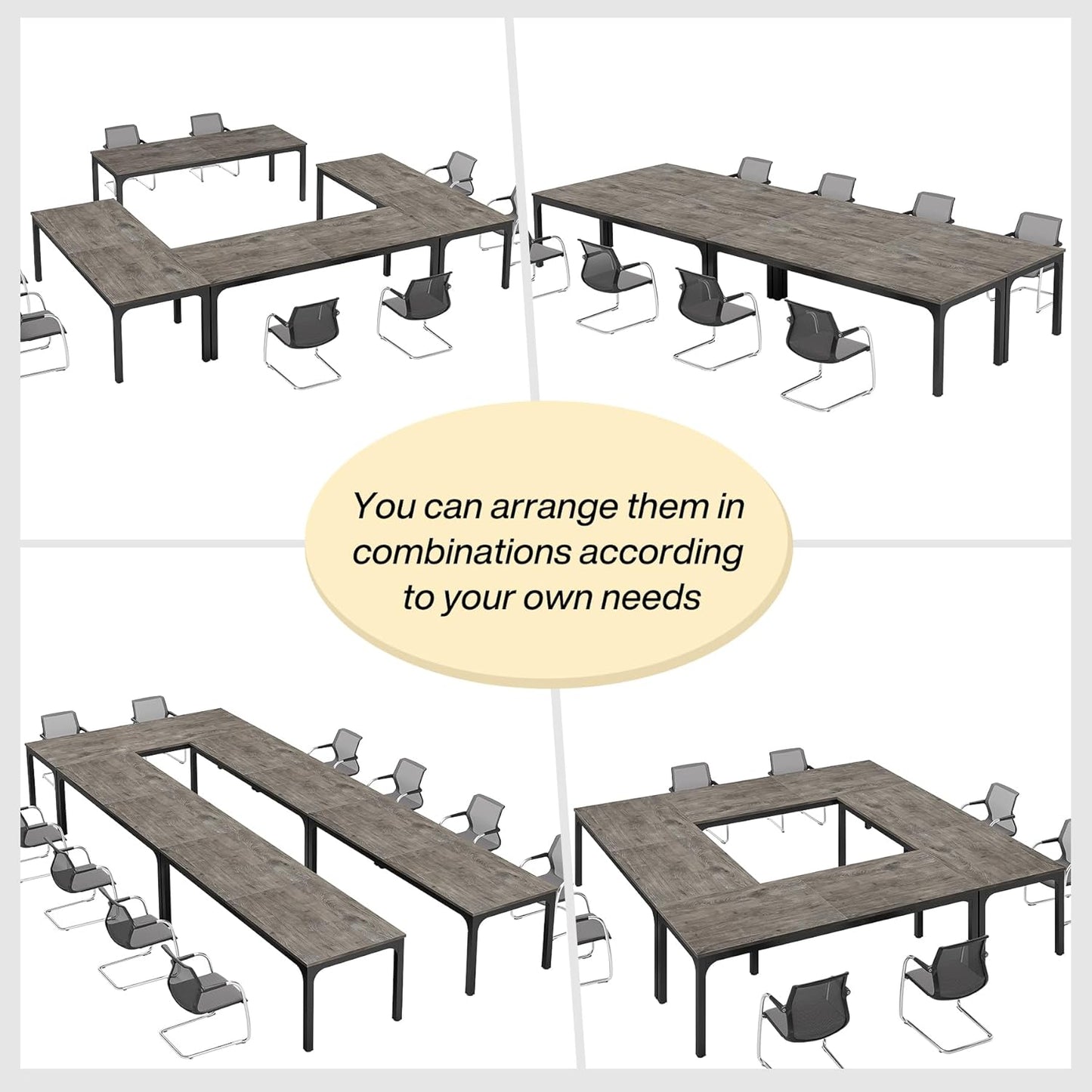 Tribesigns 6.5FT Conference Table, 78.7 Inche Rectangle Meeting Seminar Table, Large Business Tables for 6-8 People (Only Table) (Gray+Black)