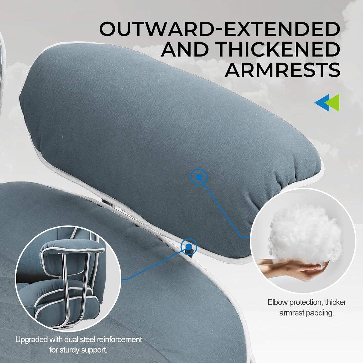 GTRACING Gaming Chair,Office Chair with Pocket Spring Lumbar Support, Ergonomic Comfortable Wide Office Desk Computer Chair with Outward Fixed Soft Armrests and Footrest (Fabric, Blue)