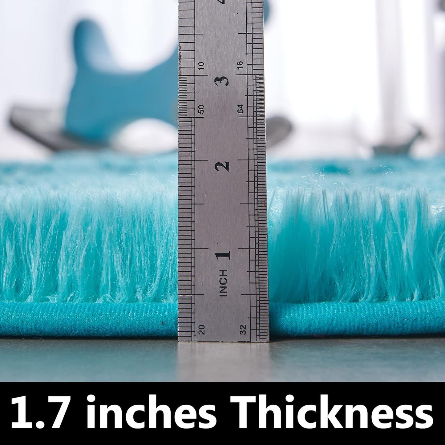 FJZFING Blue Round Rug Ultra-Soft Plush Modern 5x5 Circle Area Rug for Kid's Bedroom, Fluffy Shag Circular Rug for Nursery Room, Non-Slip Home Decor Cute Blue Carpet for Teen's Room