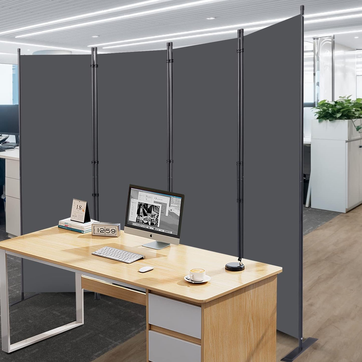 Wall Divider, 4 Panel Room dividers and Folding Privacy Screens with Wider Support Feet, 6 Ft Portable Privacy Screen for Room Separator, 88" W X 71" H, Grey