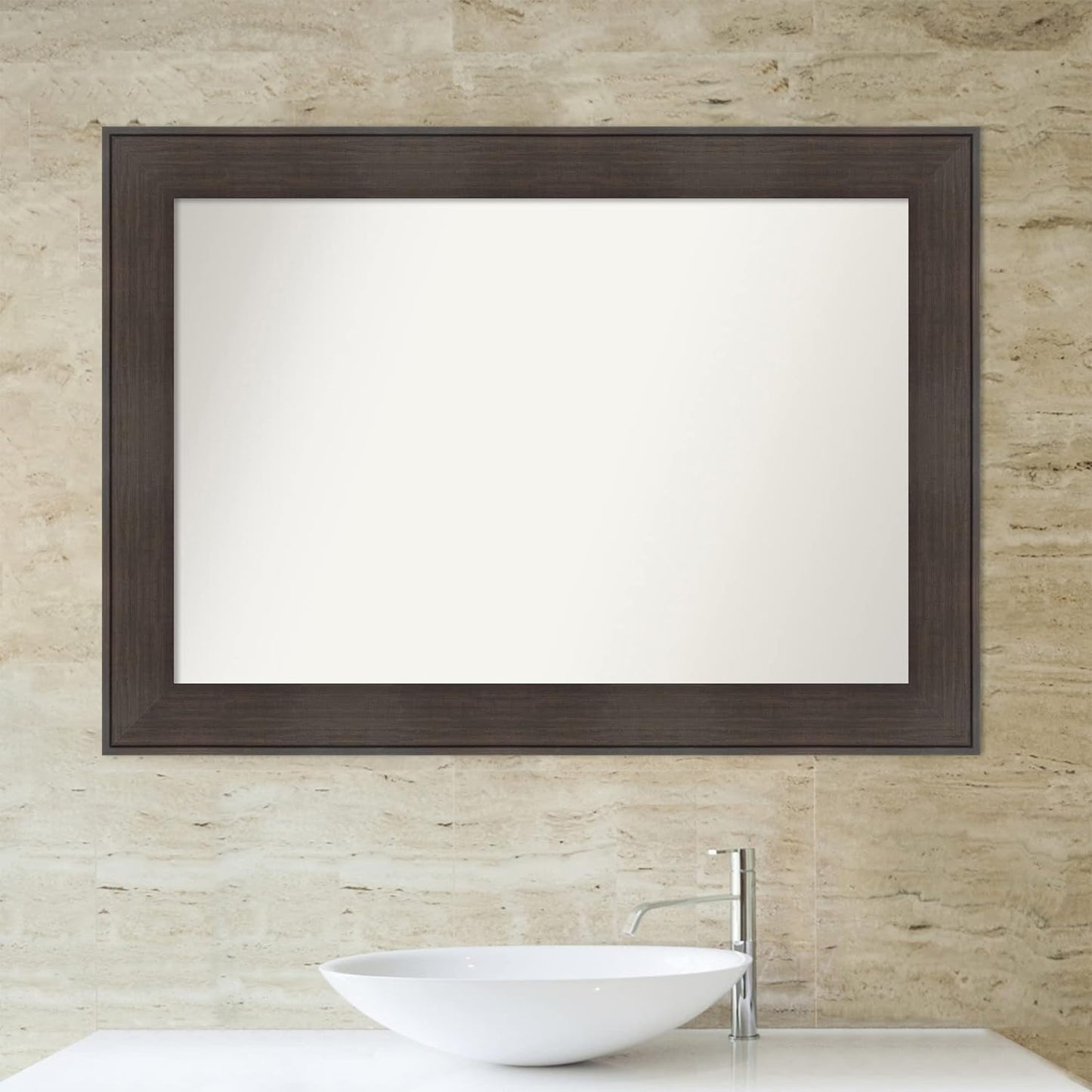 Amanti Art Bronze Bathroom Mirror for Over Sink, 28x40 William Mottled Bronze Narrow Rectangle Vanity Mirror, Large Casual Frame, Hangs Horizonally and Vertically, Bathroom Wall Decor, Non-Beveled