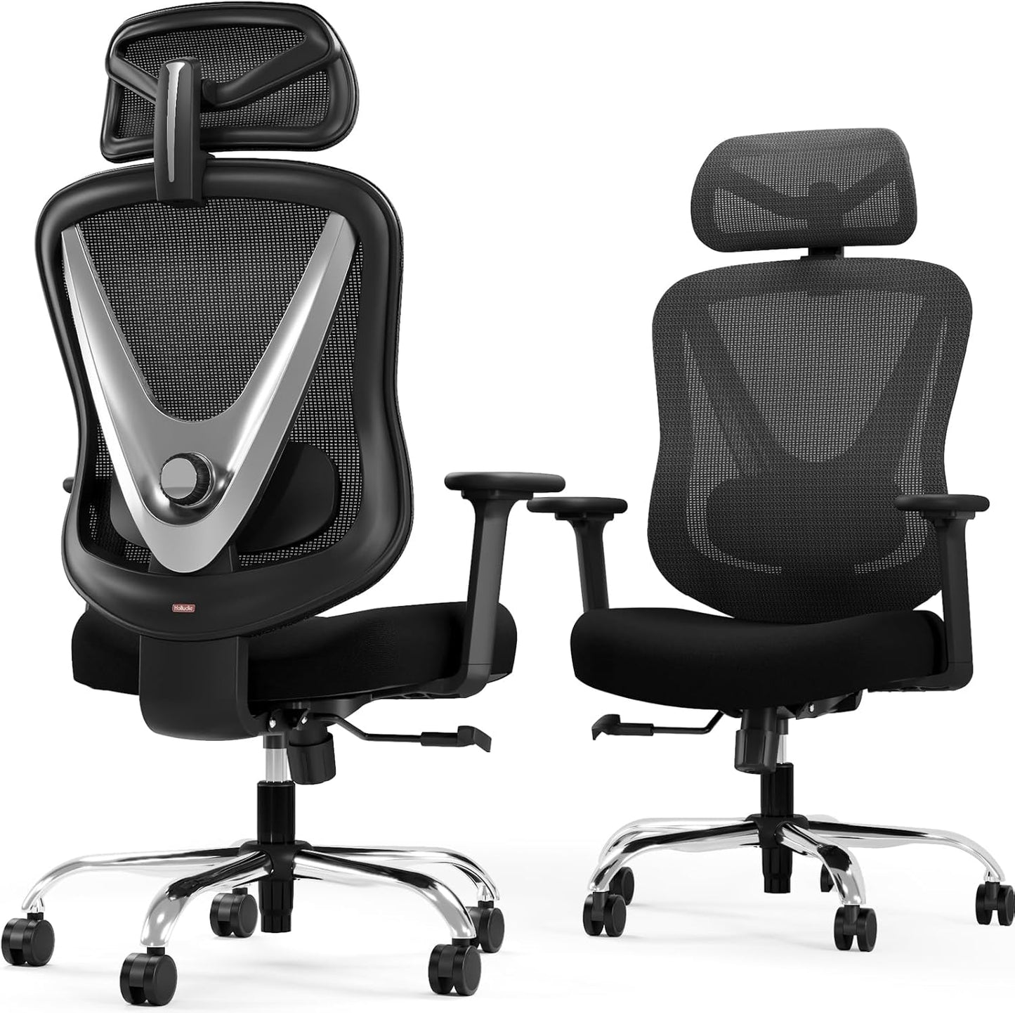 Ergonomic Mesh Office Chair - 3D Adjustable Lumbar Support & 3D Armrests, V-Shaped Back, Adjustable Desk Chair for Office & Home, Black