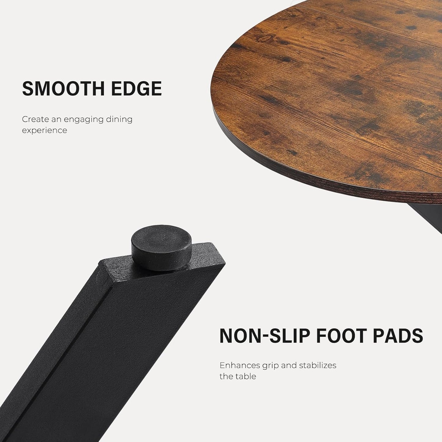 Unovivy 31.5" Small Round Dining Table for 2-4, Space Saving Circle Kitchen Dinner Table, Industrial Mid Century Modern Dining Room Desk for Kitchen, Apartment, Rustic Brown