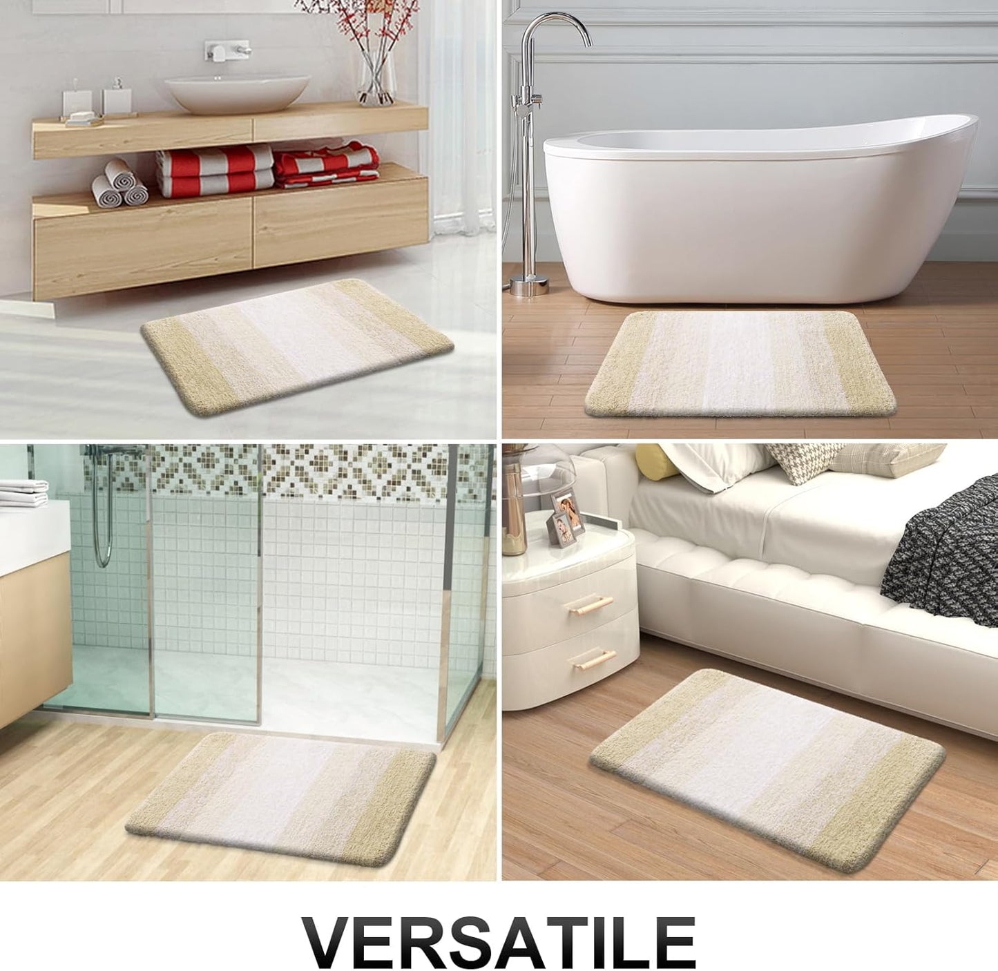 OLANLY Bathroom Runner Rugs 54x24, Extra Soft Absorbent Microfiber Bath Rugs, Rubber Backing, Quick Dry, Washable Bath Mats for Bathroom Floor, Tub and Shower, Home Decor Accessories, Light Beige