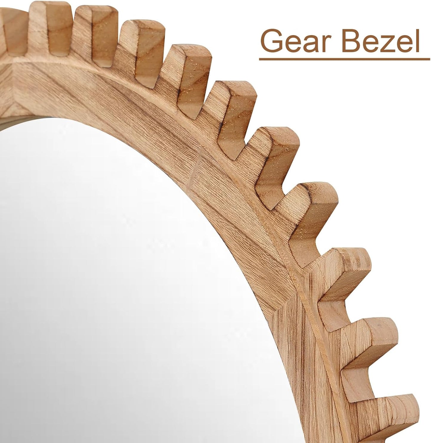 ULIKE Round Wood Mirror, 24 Inch Rustic Farmhouse Circle Mirror with Wooden Frame, Mordern Wall Decor for Bathroom Nursery Bedroom Living Room Entryway, Brown