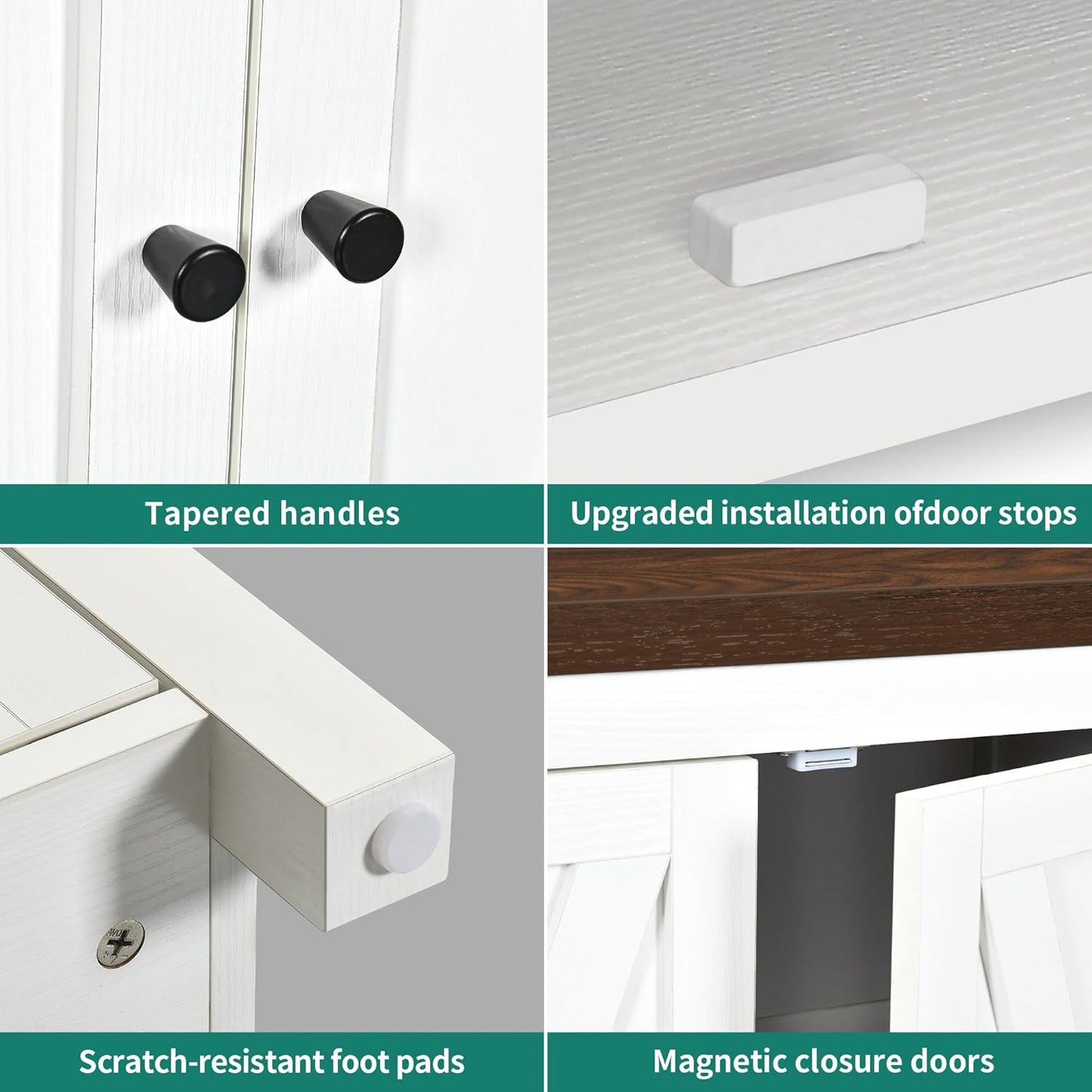 YITAHOME Farmhouse Sideboard Buffet Cabinet with Storage, 55'' Kitchen Storage Cabinet Coffee Bar Cabinets with Adjustable Shelf for Kitchen, Living Room, White