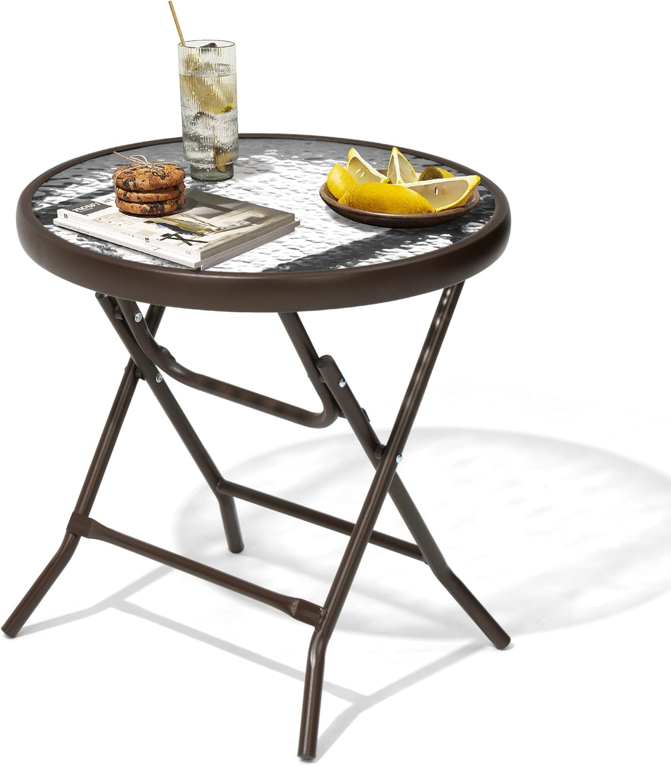 Outdoor Side Table - Small Patio End Table All Weather, Patio Furniture Sets and Outside Furniture for Pool, Balcony, Deck, Porch, Brown