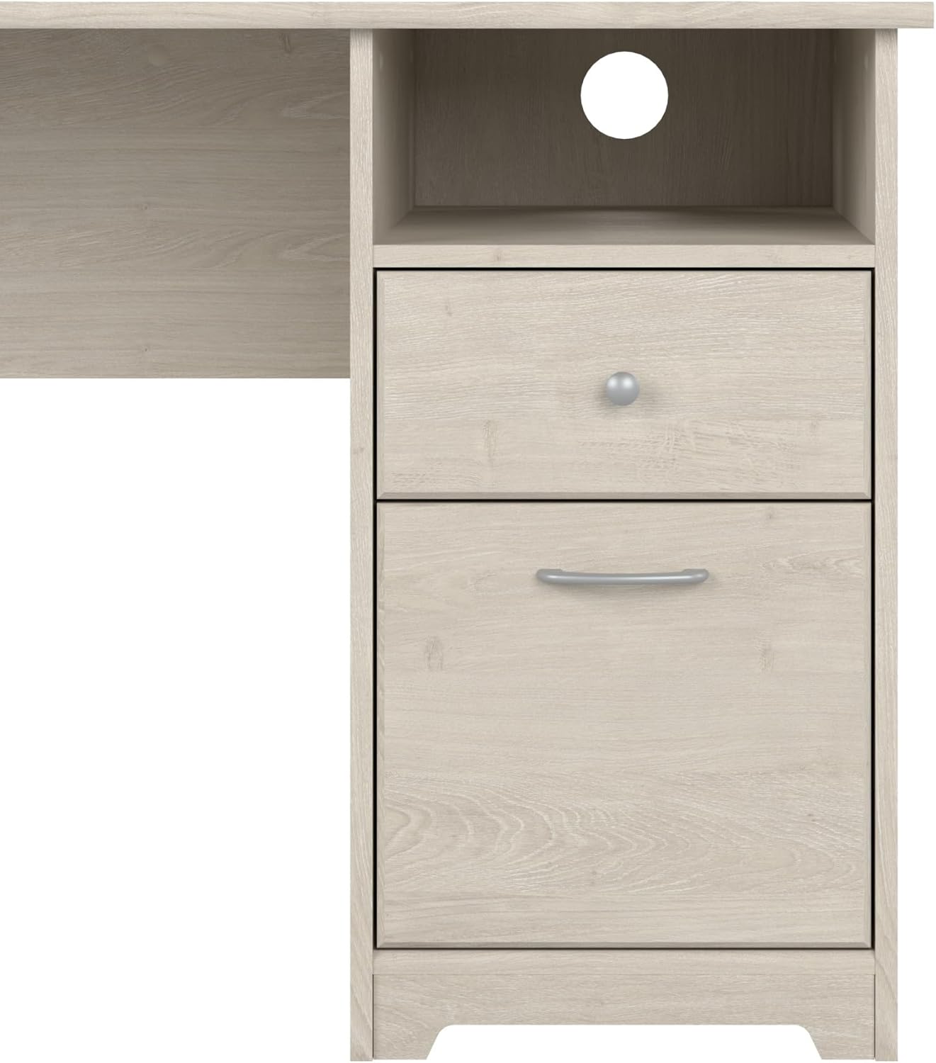 Bush Furniture Cabot 60W L Shaped Computer Desk in Linen White Oak