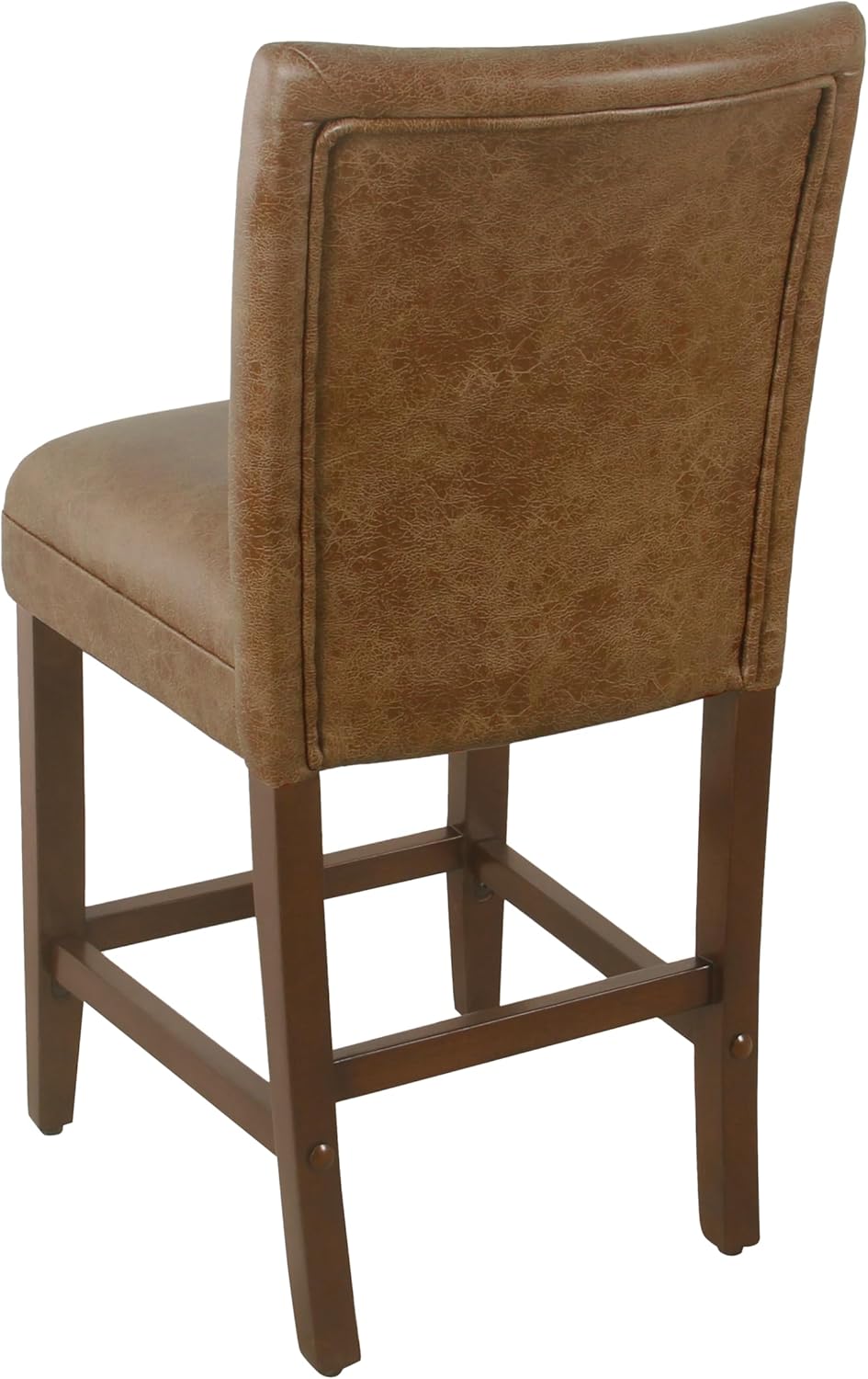 HomePop by Kinfine Fabric Upholstered Parsons Leatherette Counter Height Barstool Chair - 24-Inch, Distressed Brown Faux Leather(Single Pack)