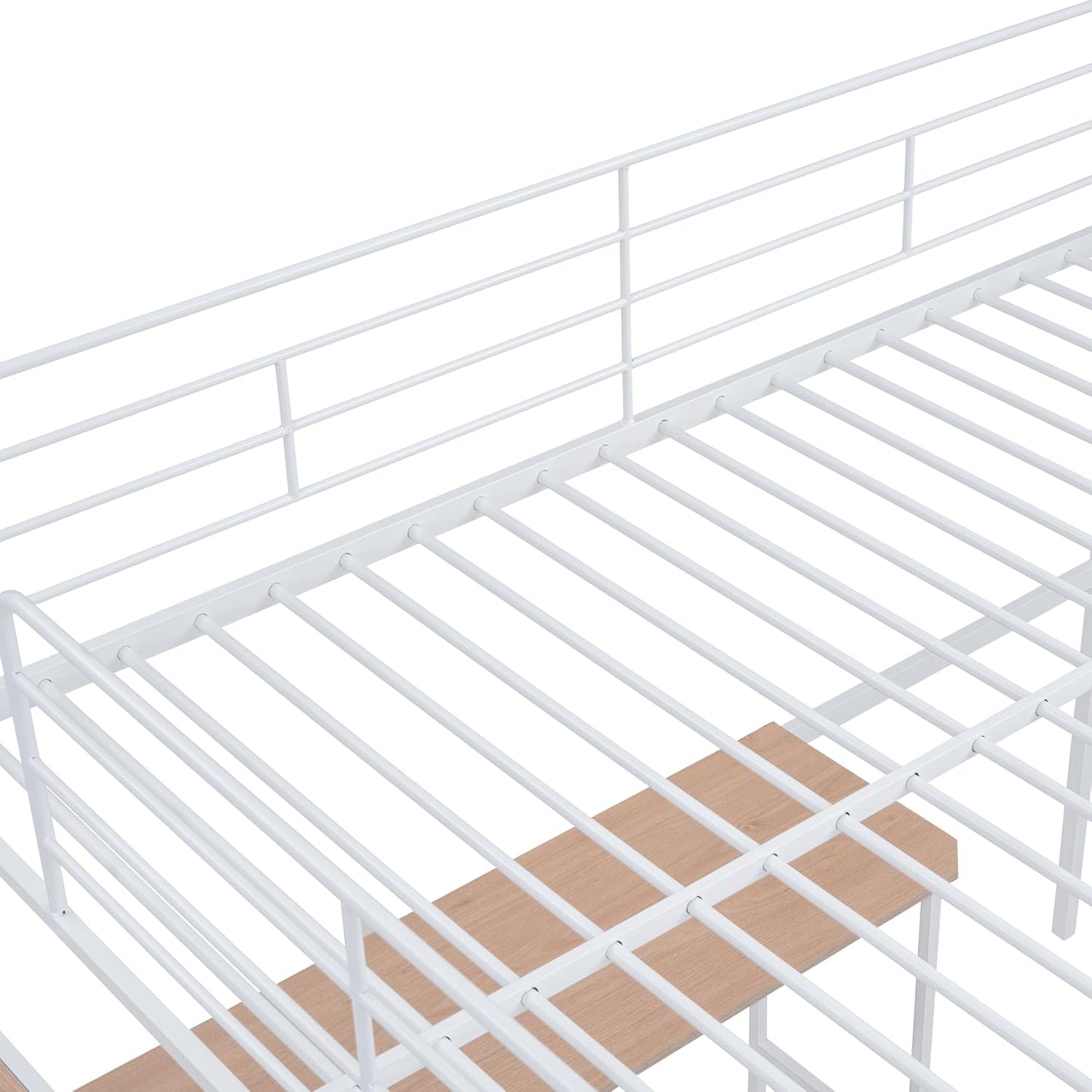 Full Size Metal Loft Bed with Desk and Lateral Storage Ladder,Modern Style Heavy-Duty Metal Frame for Kids Teens Adults Bedroom, Dorm,White