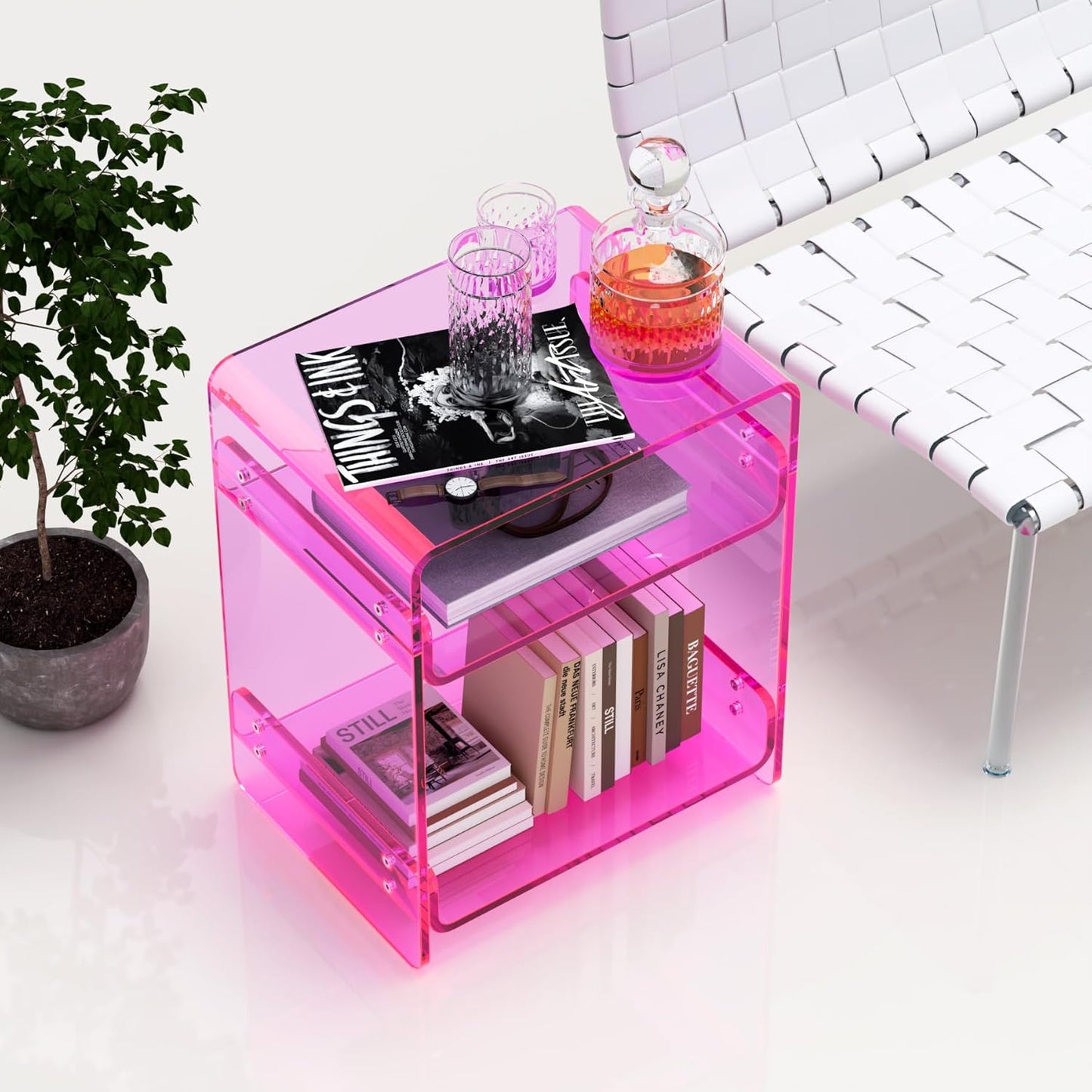 Clear Acrylic 3-Tier End Table/Nightstand – Sleek Bedside Storage with Durable Design, Perfect for Bedrooms, Living Rooms, or Modern Interiors – Ideal as a Bedside Table or Sofa Side Piece