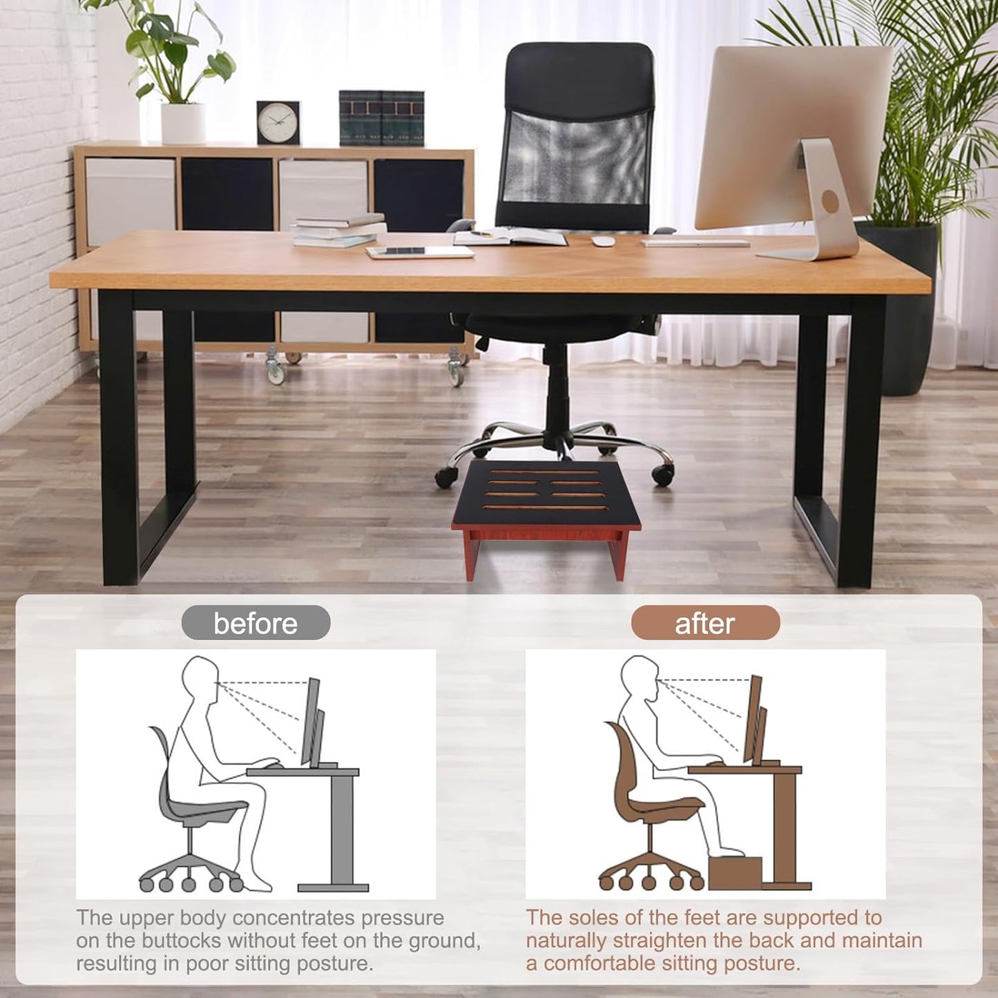 One Step Stool for Adults Seniors with Non-Slip Rubber Step Surface, 6.9" Heavy Duty Wood Stepping Stool with 450 LB Capacity Bed Steps for High Beds, Bathroom, Bedroom, Kitchen & Kids Bedside Support