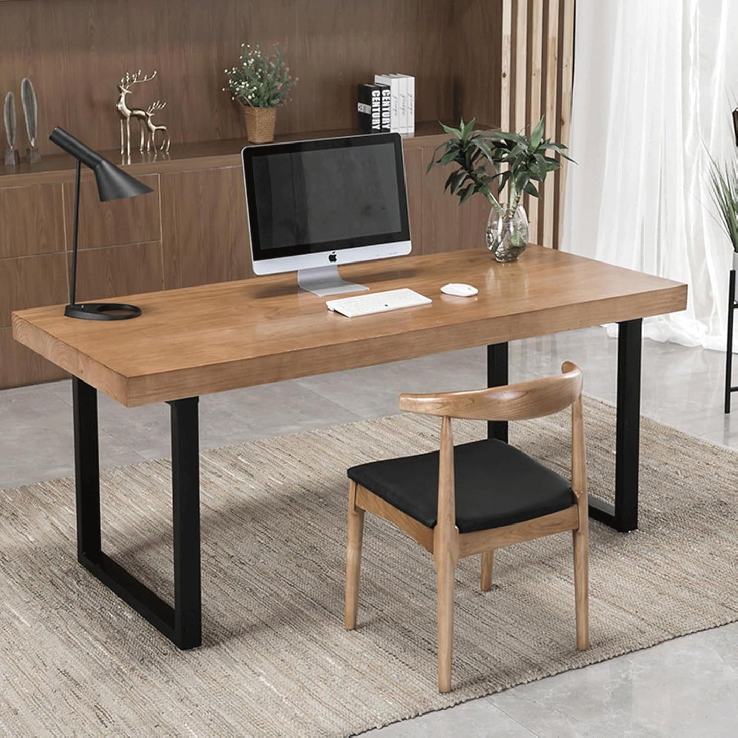 Solid Wood Dining Table Modern Minimalist Durable Stylish for Office and Home Flexible Use as Dining Table or Office Desk Perfect for Kitchen Dining Room Living Room(47*23.5*29.5)