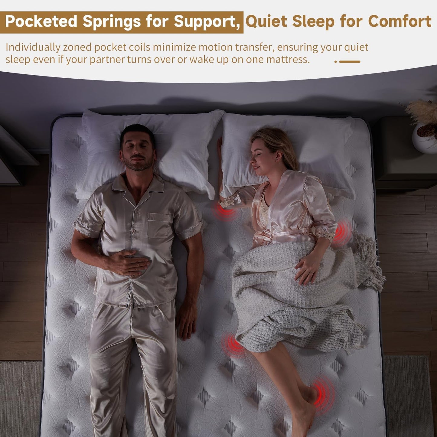 Queen Mattress 14 Inch, Hybrid Memory Foam Mattress with Zoned Pocket Springs Support and Motion Isolation, Medium Firm Feel Pressure Relief for Bed 80" x 60"