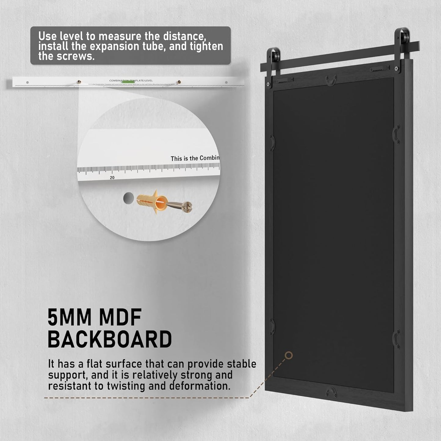 Black Farmhouse Mirror for Wall, 40x26INCH Large Wood Framed Square Bathroom Mirrors for Vanity, Barn Door Style Mirrors Wall Mounted Dresser Decor Mirror Living Room Bedroom Horizontal