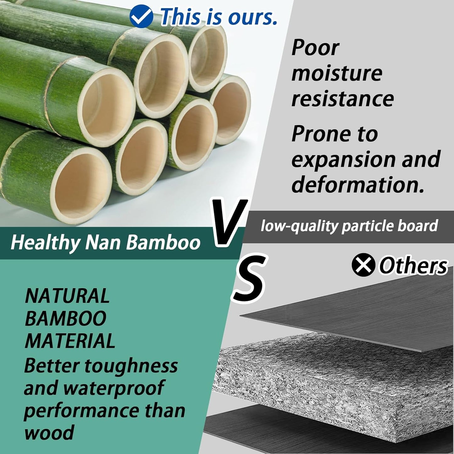 Bamboo TV Stand Entertainment Center- Mid-Century Modern Television Stand for 50 inch TVs, Bamboo Media Console Table, Open Storage Shelves for Living Room, Bedroom and Home Decor