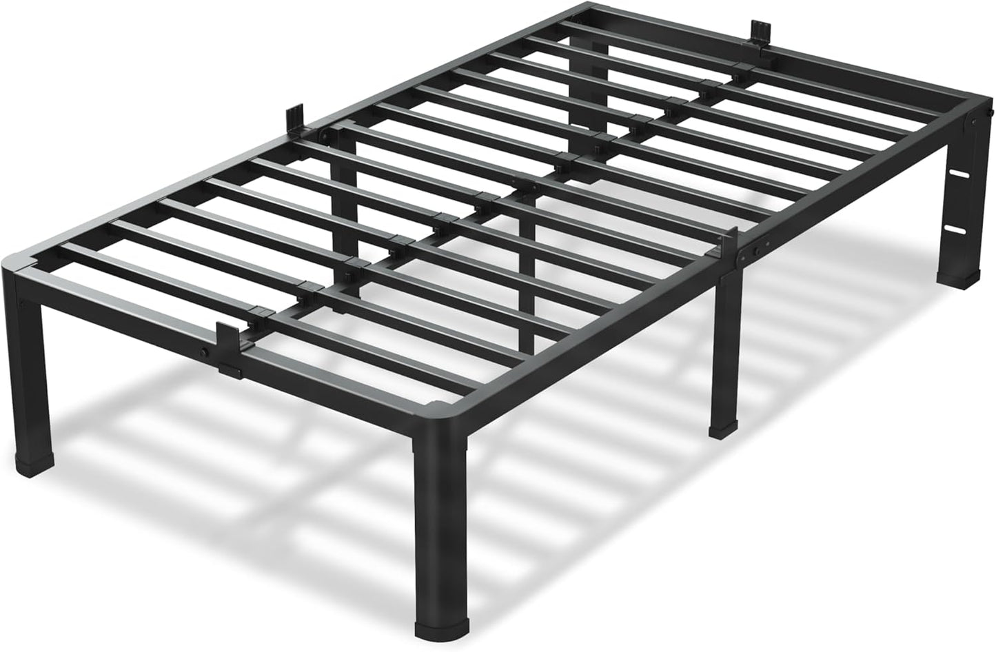12 Inch Twin XL Bed Frame, 3500Lbs Heavy Duty Metal Platform with Round Corner Legs Mattress Slide Stopper, Steel Slat Support No Box Spring Needed, Noise Free, Non-Slip, Easy Assembly
