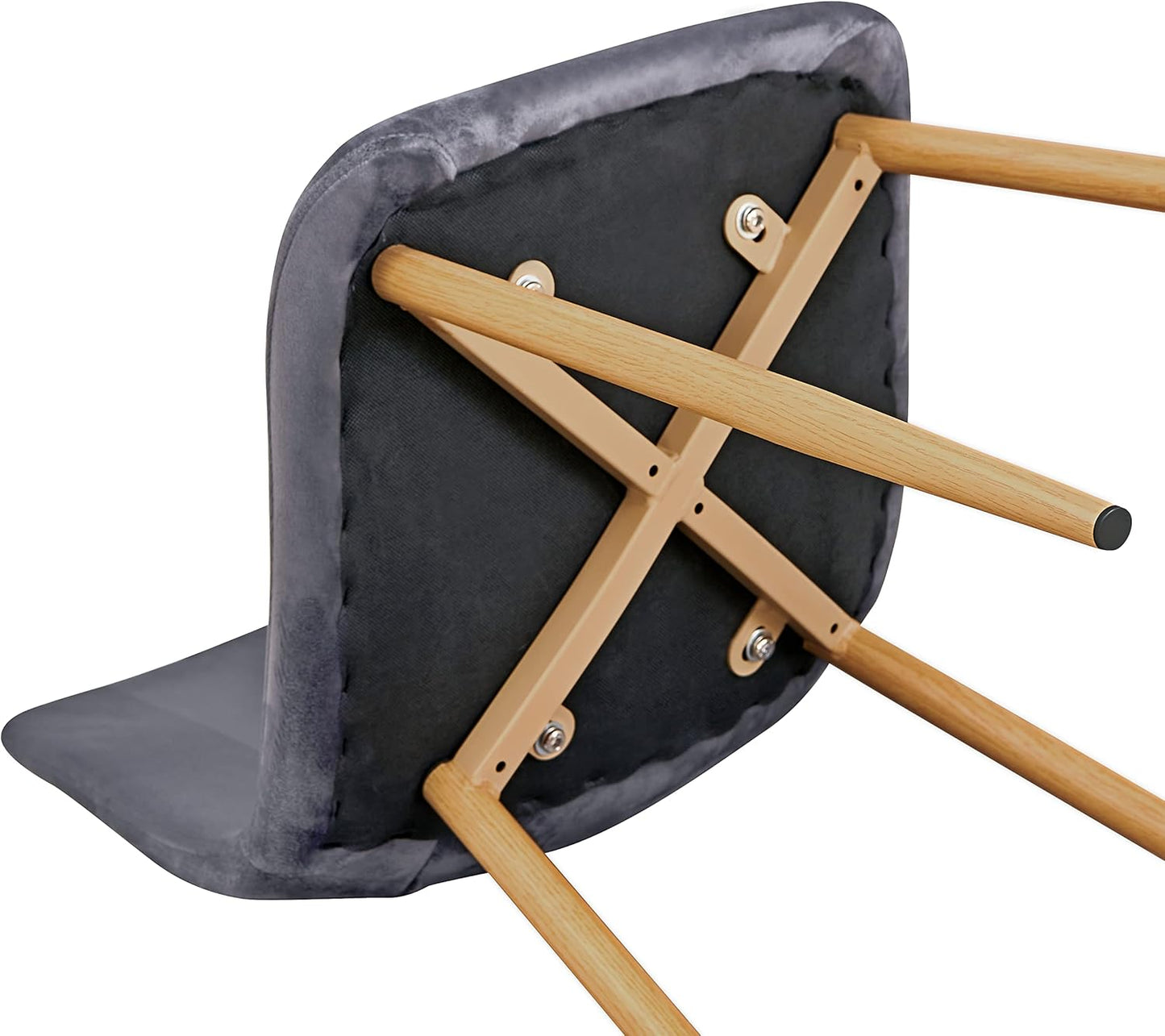 FurnitureR Dining Chairs Set of 4, Velvet Dining Room Seating, Upholstered Armless Kitchen Chairs, Side Chair Mid-Back with Metal Legs for Living Room Bedroom Home Office, Grey