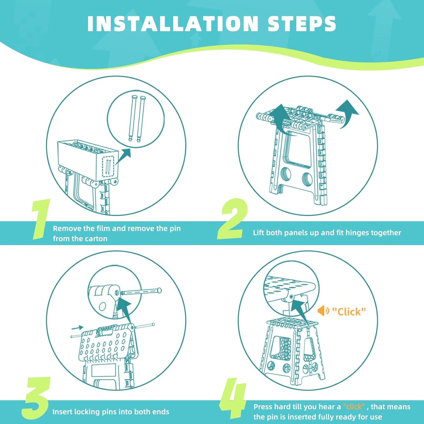 ACSTEP Folding Step Stool 17.5 Inch Heavy Duty Step Stool Foldable for Adults and Kids, Collapsible Stepping Stool with Handle, Non Slip Folding Stools for Kitchen Hold Up to 400lbs (Grey 1PC)