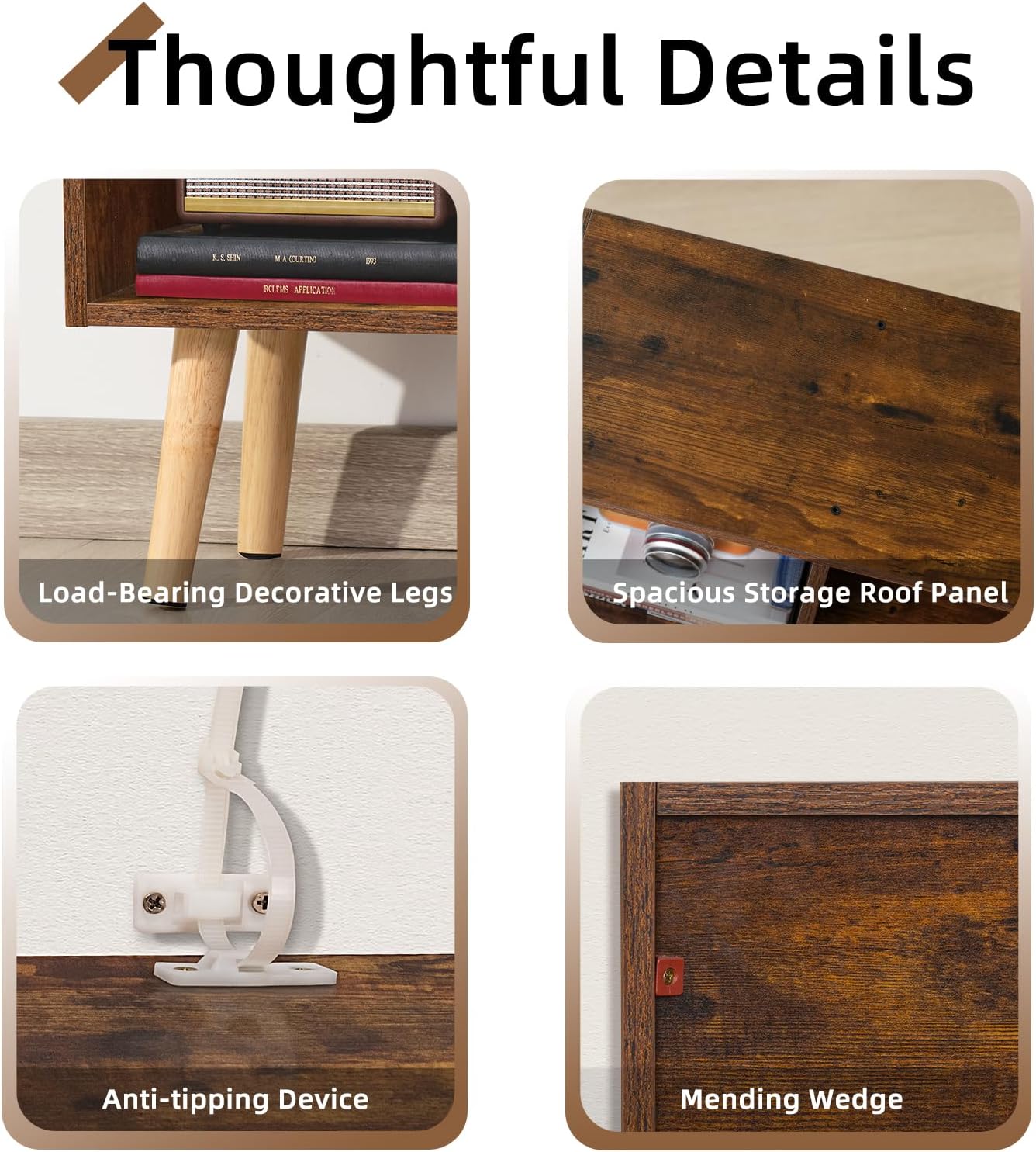 LEYAOYAO 4 Cube Bookshelf, 2-Tier Bookcase with Legs, Brown Kids Book Shelf Cute Storage Organizer, Free Standing Open Toy Shelves Modern Bookshelves,Wood Display Bookcases for Bedroom,Living Room