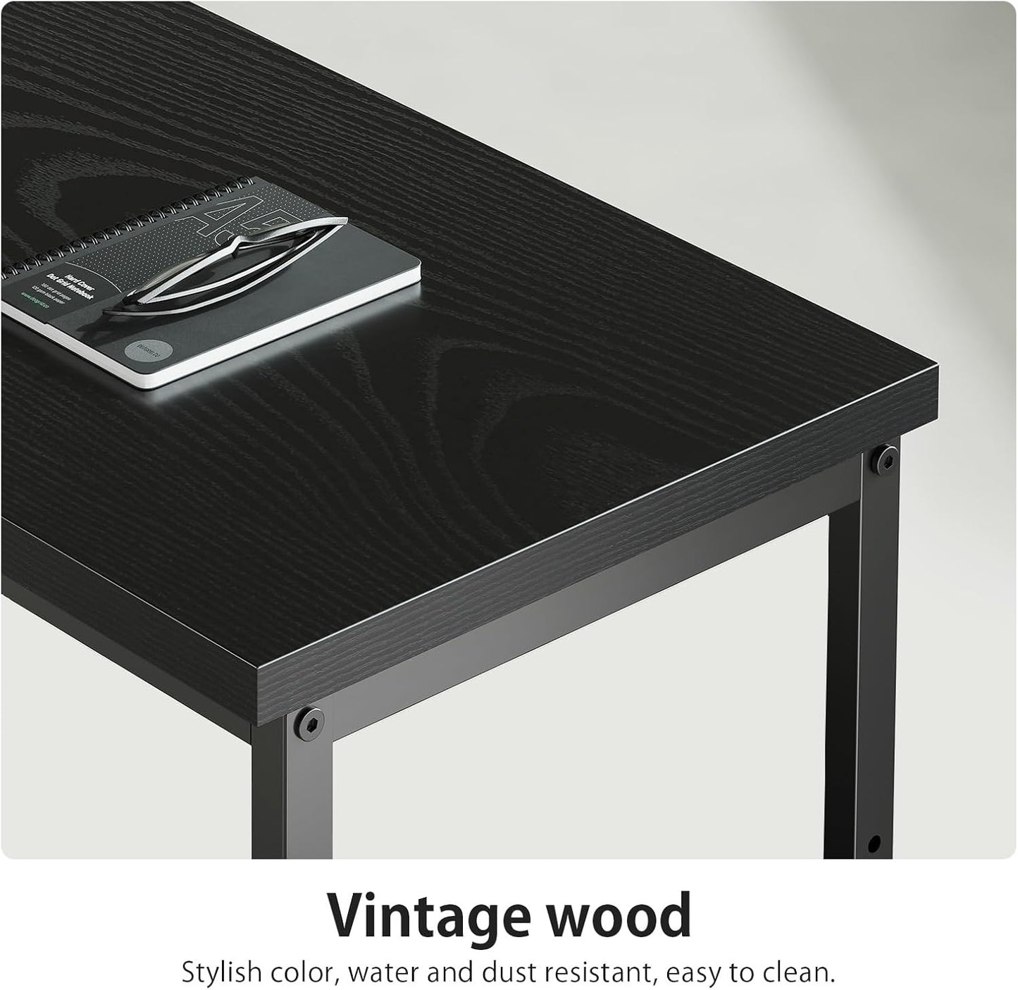 47" Computer Desk with Drawers, Desks for Bedrooms, Writing Desk with Storage, Work Desk for Small Space, Black