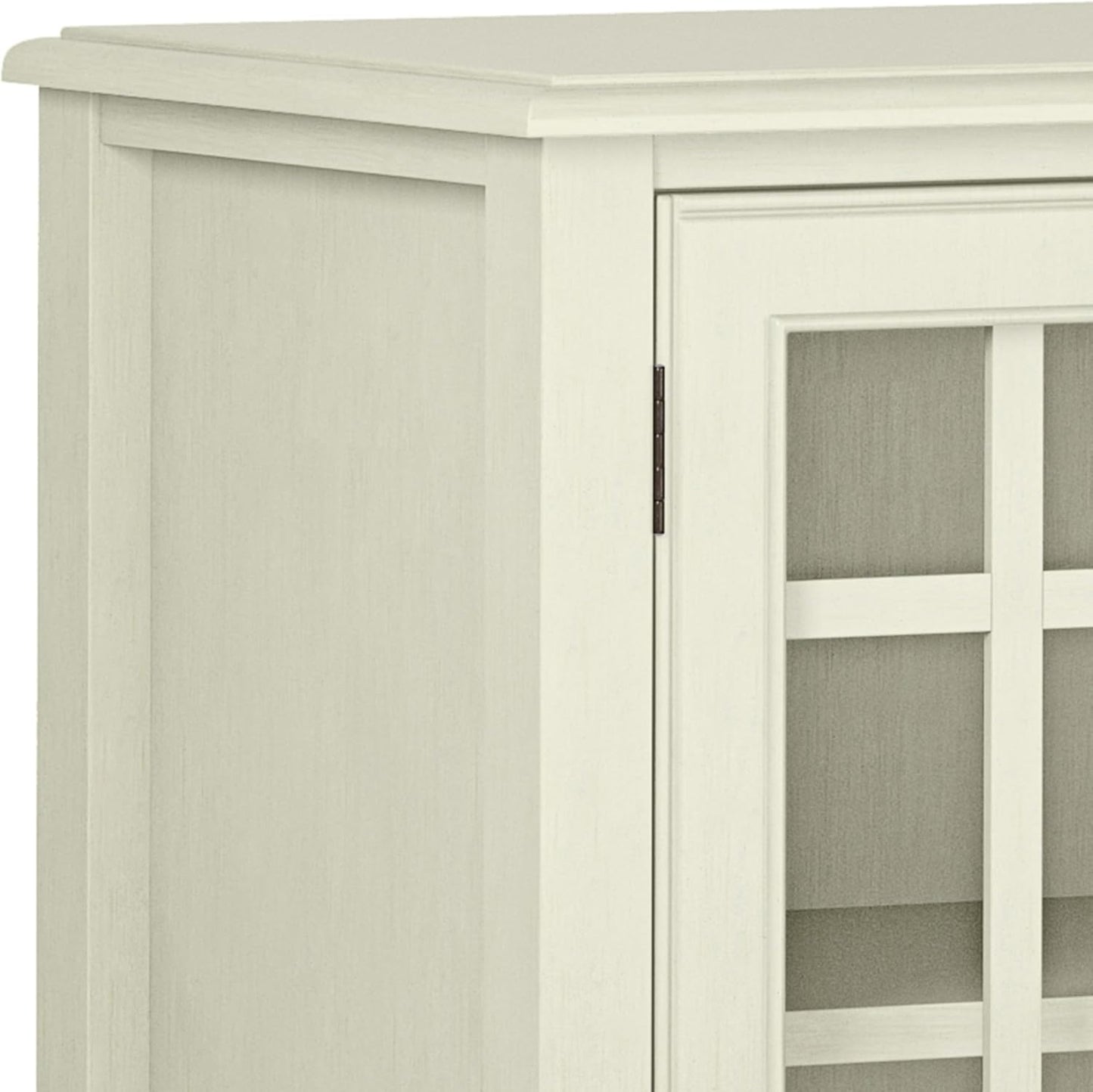 SIMPLIHOME Connaught Solid Wood 46 Inch Wide Traditional Low Storage Cabinet in Antique White, for The Living Room, Entryway and Family Room