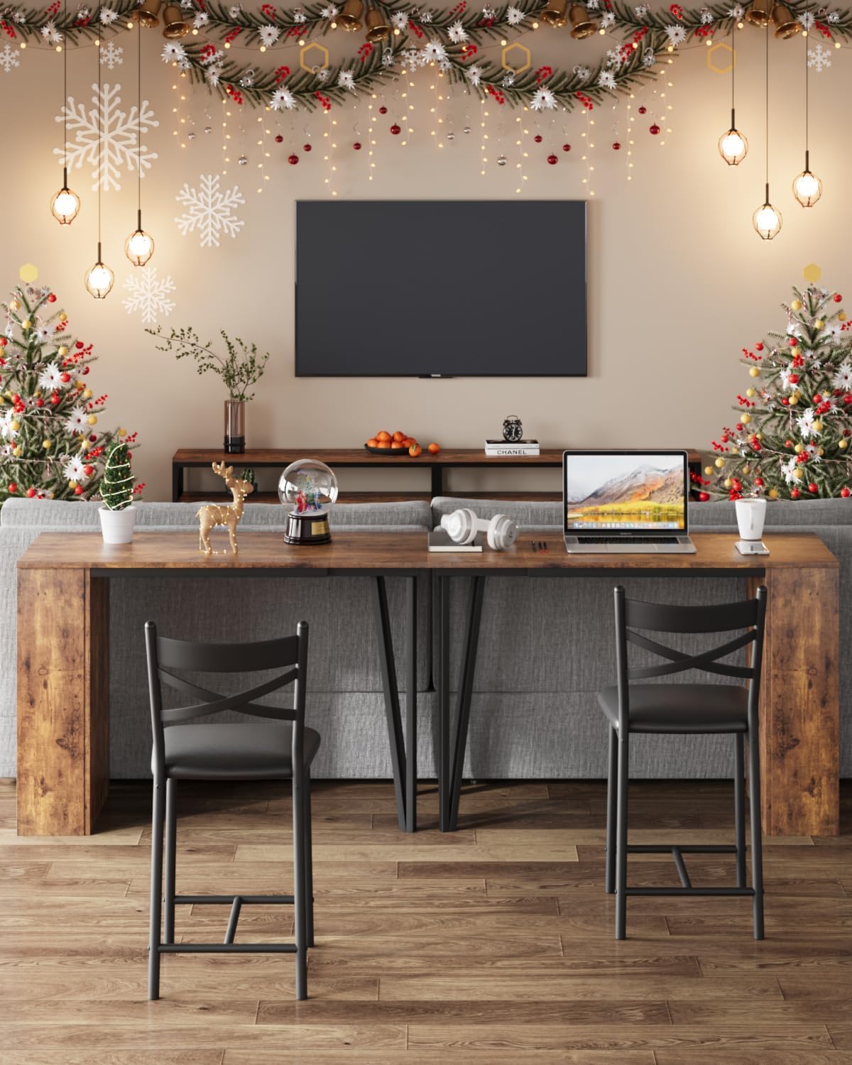 GAOMON 3 Piece Bar Table Set for 2, Bar Table and Chairs Set with with Flip Top Extension, Dining Table Set with Storage Shelves, Suitable for Small Space Kitchen Apartment, Brown