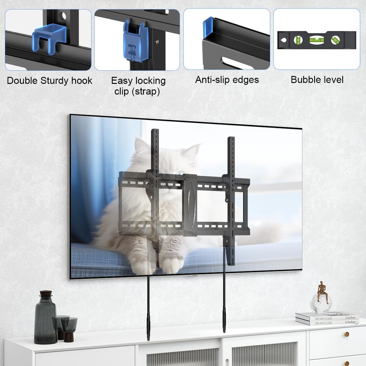 Suptek Tilt TV Wall Mount Bracket for Most 42-90 inch TV, Universal Mount with Max 800x400mm VESA and 154lbs Loading Capacity, Fits Studs 16” 18“ 24" Apart, Low Profile with Bubble Level (MT5084)