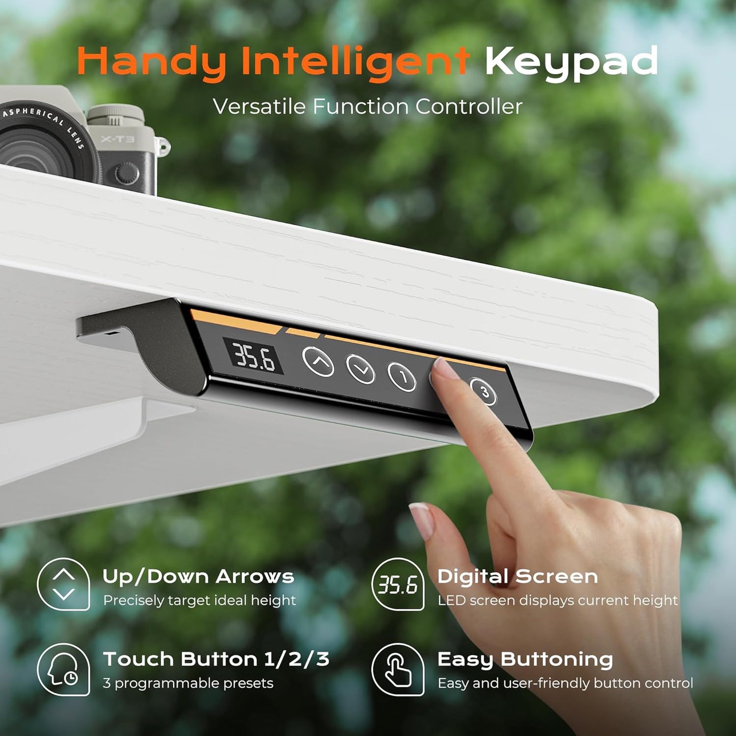 Huuger 48 x 28 Large Electric Standing Desk, Height Adjustable Desk, 27.6" Deep Desktop, Stand up Gaming, 2 Hooks, 3 Preset Heights, for Home Office, White