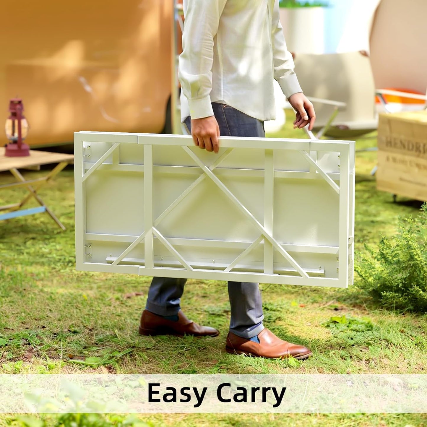 Elephance Folding Desk Writing Computer Desk for Home Office, No-Assembly Study Office Desk Foldable Table for Small Spaces