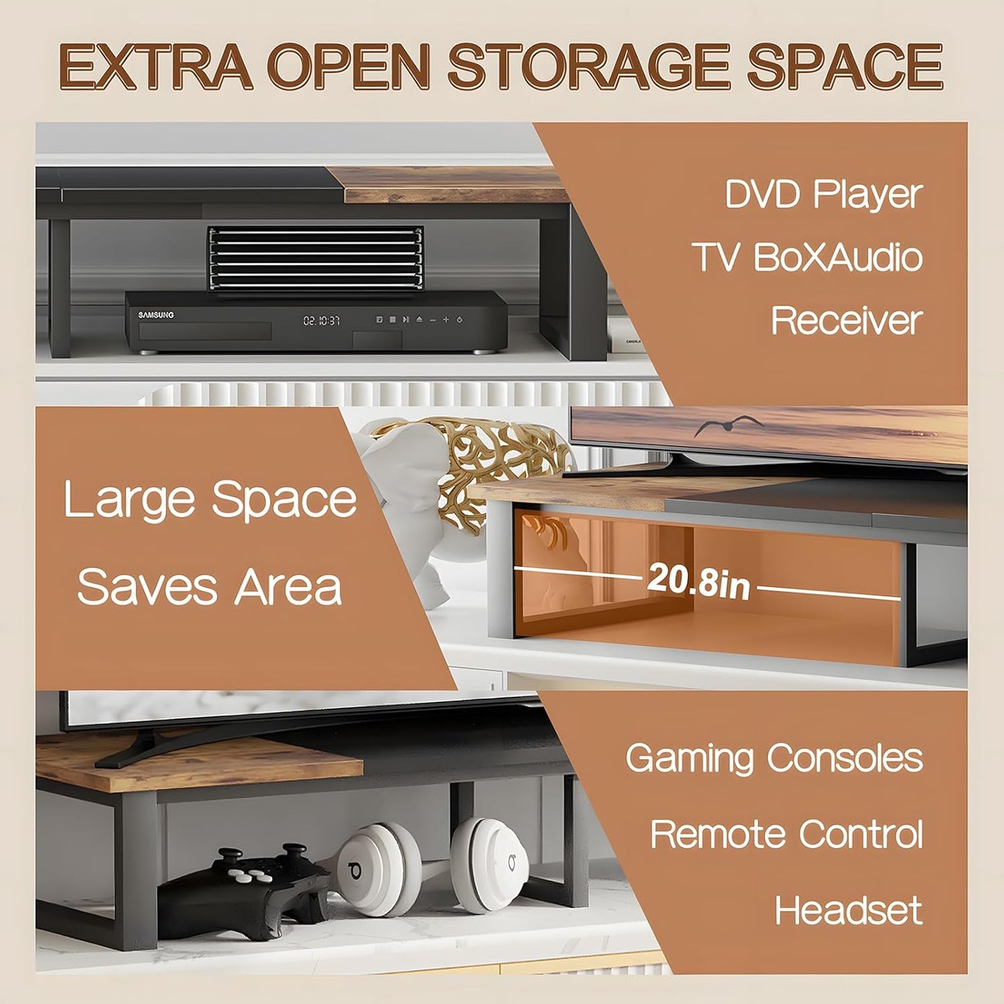 aboxoo 47" TV Riser for 32-60 inch TV, TV Riser Stand Shelf, Tabletop TV Stand Riser, Computer Monitor Table for Home Living Room, Study Office (Brown)