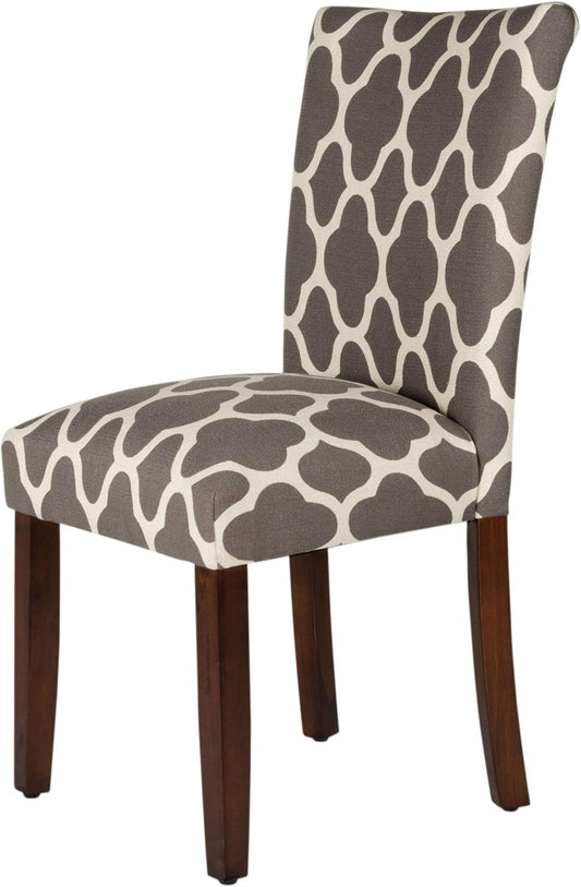 HomePop Parsons Classic Upholstered Accent Dining Chair, Set of 2, Grey and Cream Geometric