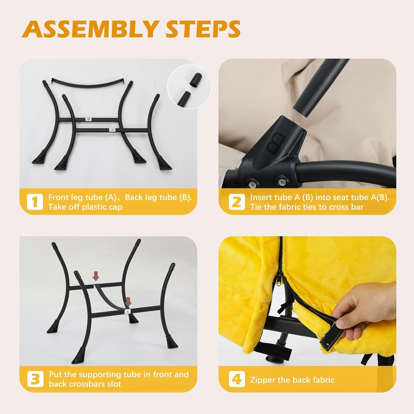 Lazy Chair with Folding Ottoman,Leisure Sofa Chair,Soft Fabric Armchair with Armrests and Side Pockets, Reading Chair with Footrest for Living Room, Bedroom, Office (Plush Yellow)