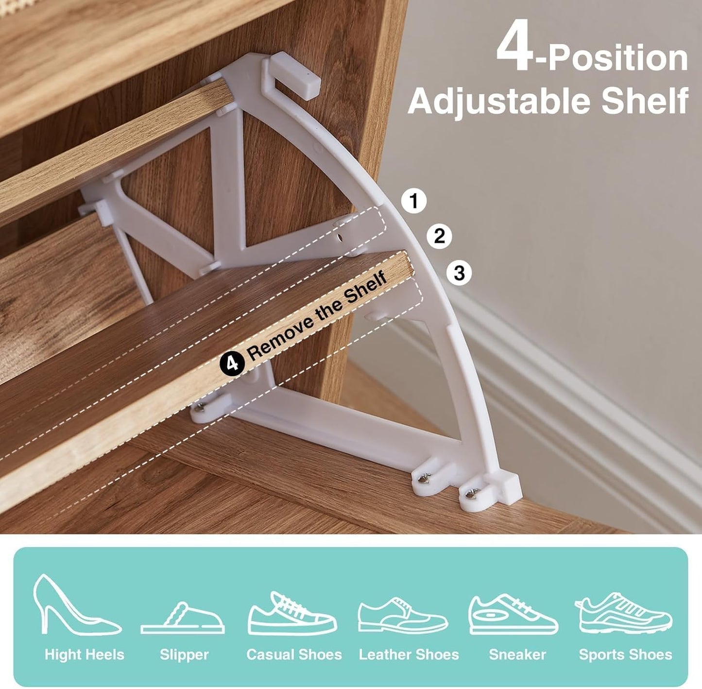 Shoe Storage Cabinet, Boho Shoe Organizer with 2 Flip Drawers & Rattan Design,Farmhouse Freestanding Hidden Slim Narrow Shoe Rack Cabinet for Entryway, Foyer,Hallway, Natural