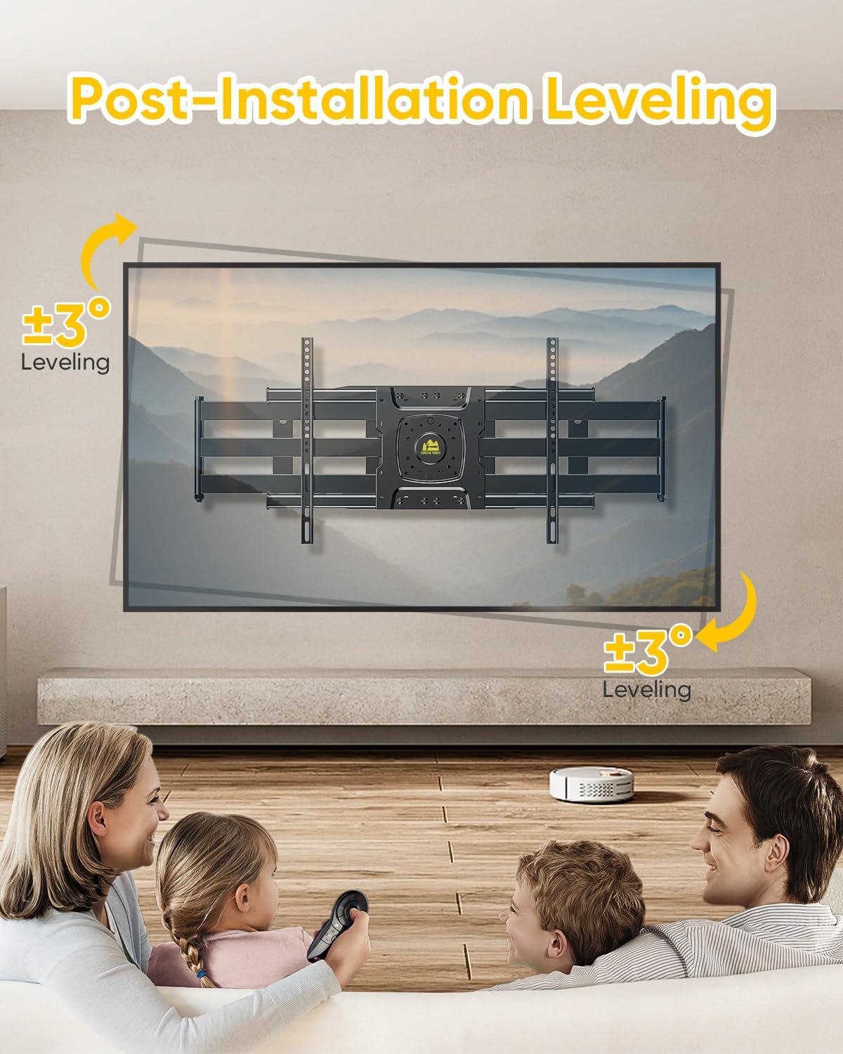 FORGING MOUNT Long Arm TV Wall Mount with 36" Extension Dual Articulating Full Motion TV Mount Bracket for 50"-90" Flat Curved TVs, Easy Install on 16" 24" Studs Max VESA 600x400mm up to 198lbs
