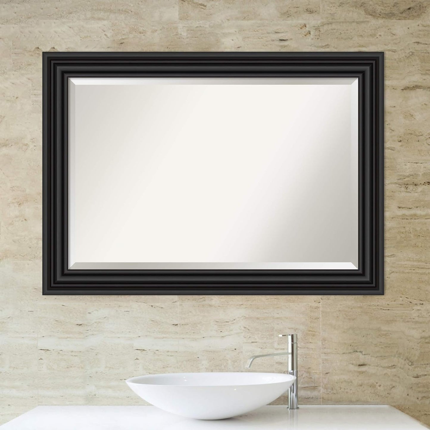 Amanti Art Black Bathroom Mirror for Over Sink, 30x42 Colonial Black Rectangle Vanity Mirror, Large Traditional Frame, Hangs Horizonally and Vertically, Bathroom Wall Decor, Beveled Edge