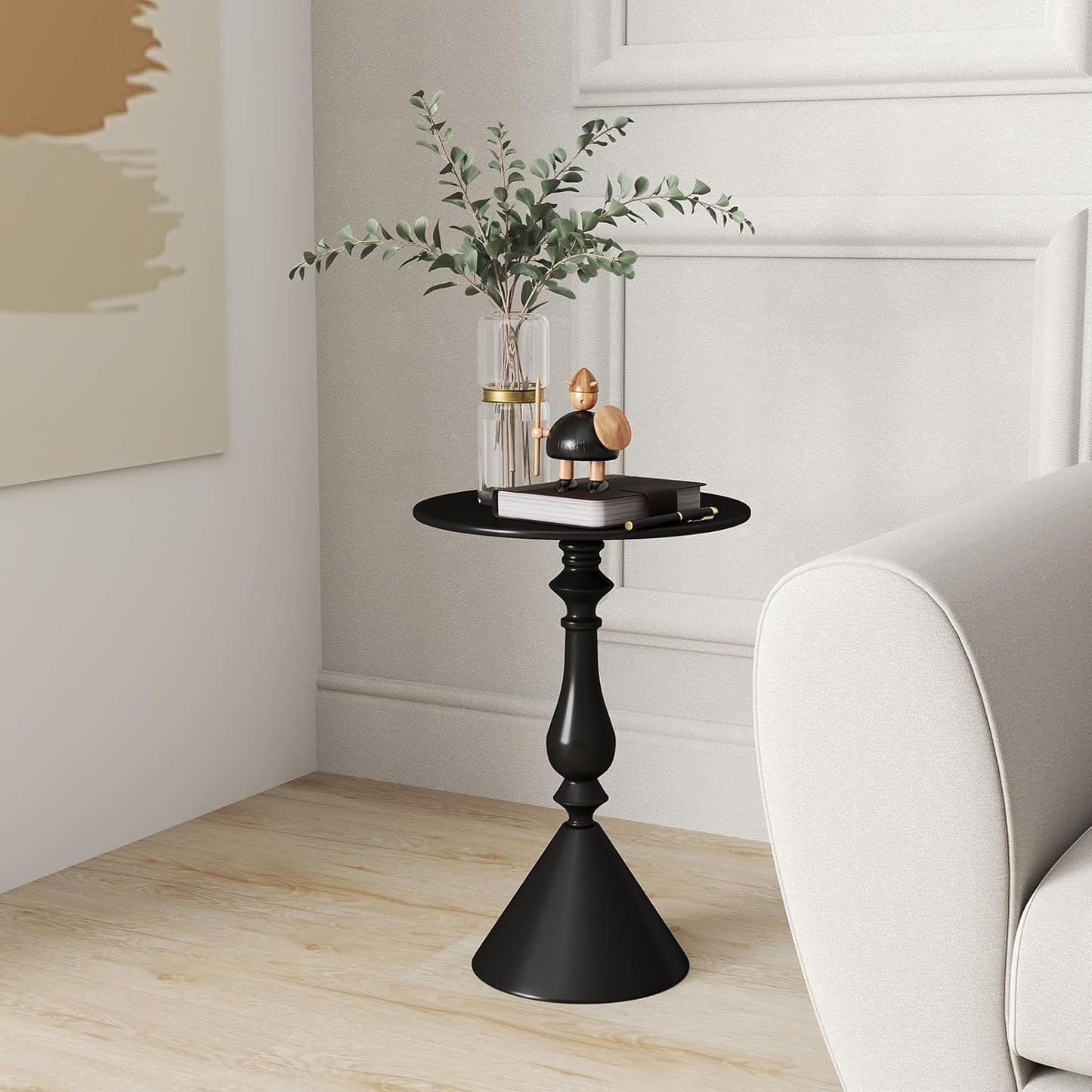 Benkyo Living Room Side Tables Set of 2 Black Round Small End Tables livingroom Sofa End Tables Set of 2 Metal Nightstands Morden Side Table for Bedroom,Black