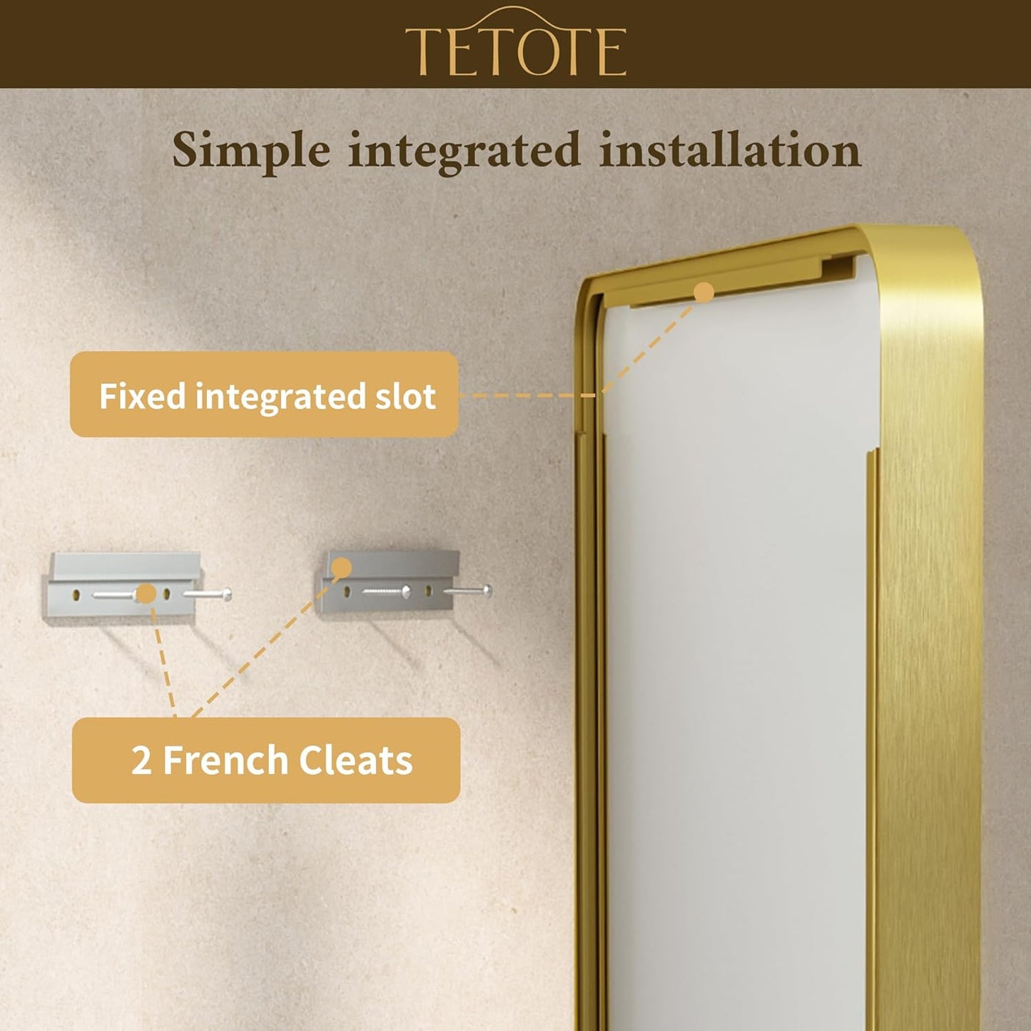 TETOTE Gold Vanity Mirror 42 x 36 Brushed Gold Metal Framed Vanity Mirror, Tempered Glass, Modern Farmhouse Wall Mounted Mirrors for Decorative(Horizontal/Vertical)