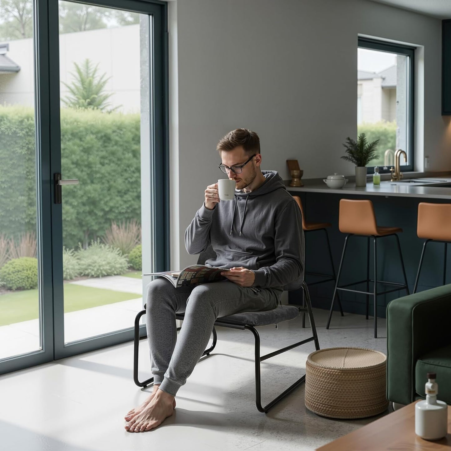 DAICO Modern Accent Chair Comfy Living Room Chair Armless Sling Accent Chairs Upholstered Side Sitting Chairs with Metal Frame for Office Reception Reading Bedroom Waiting Room, Black