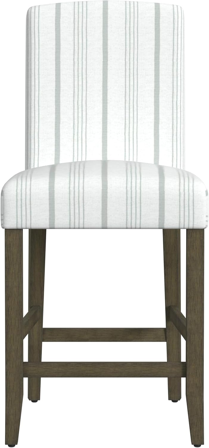 HomePop Curved Back 24" Barstool - Dove Gray Stripe