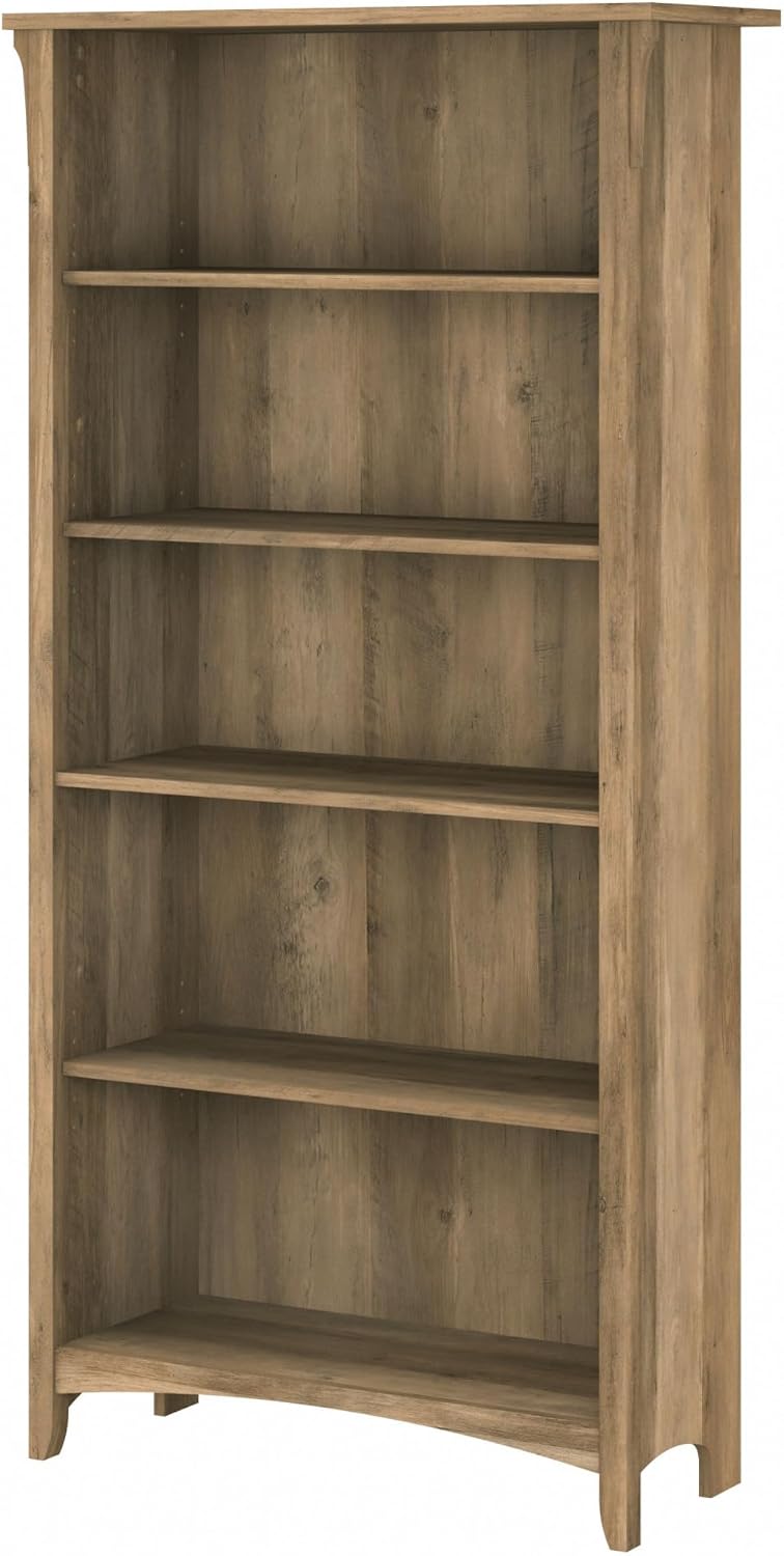 Bush Furniture Salinas 5 Shelf Bookcase in Reclaimed Pine, Tall Bookshelf, Large Book Shelf for Living Room, Home Office, or Entryway