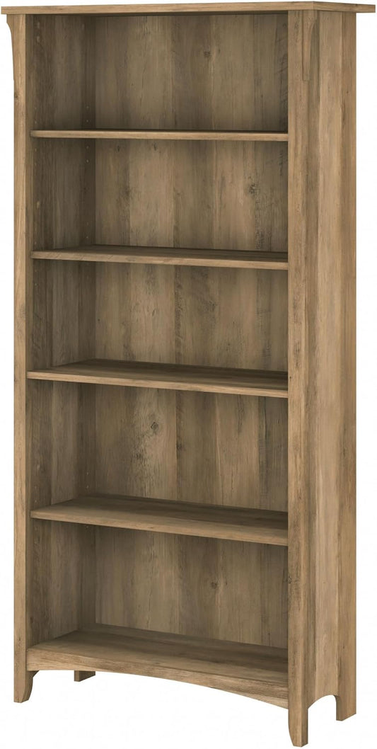 Bush Furniture Salinas 5 Shelf Bookcase in Reclaimed Pine, Tall Bookshelf, Large Book Shelf for Living Room, Home Office, or Entryway