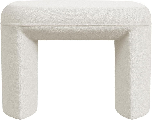 HomePop Quinn Modern Ottoman Home Décor|Ottoman for Living Room & Bedroom - Cream White Boucle