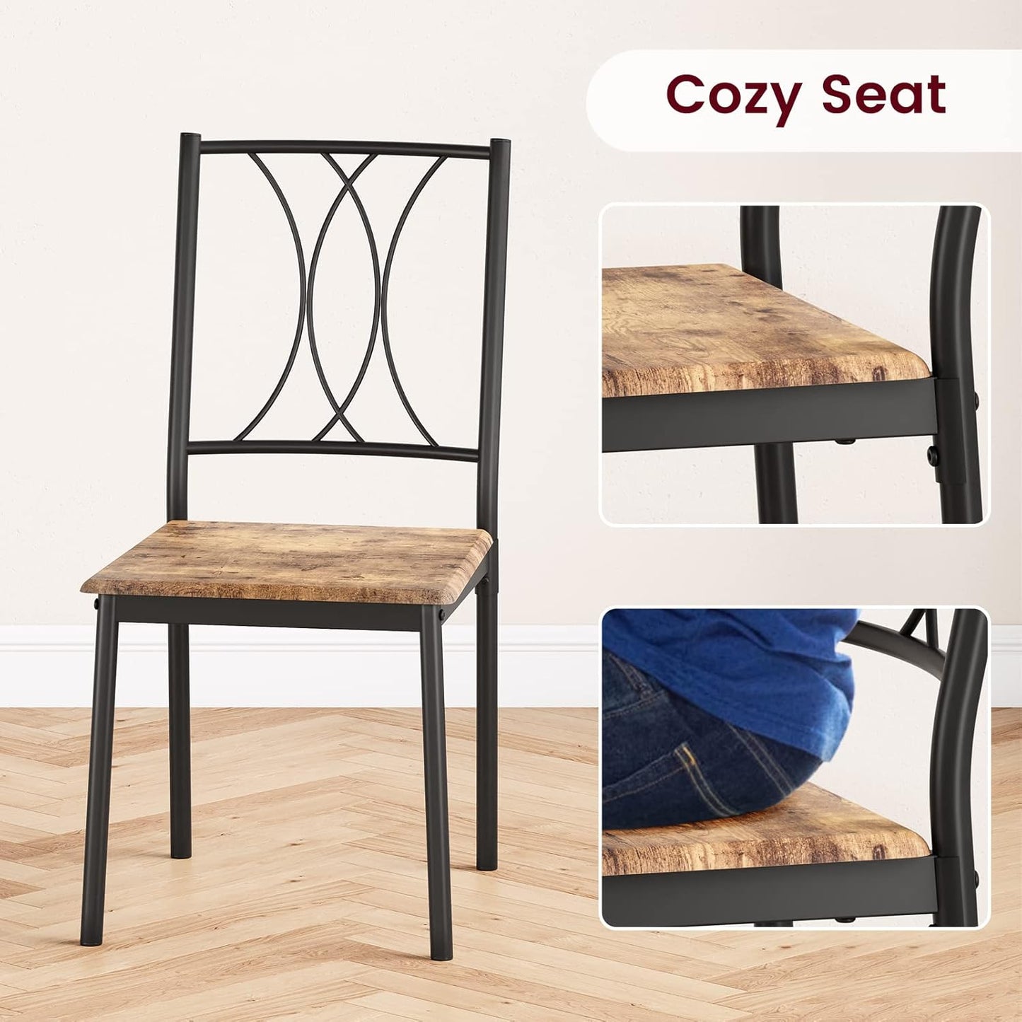 CABIHOME Dining Table Set for 2, 3 Piece Kitchen Table Set for 2, Square Kitchen Table Set of 2, Dining Table Set for Small Space, Apartment, Dining Room, Retro Brown